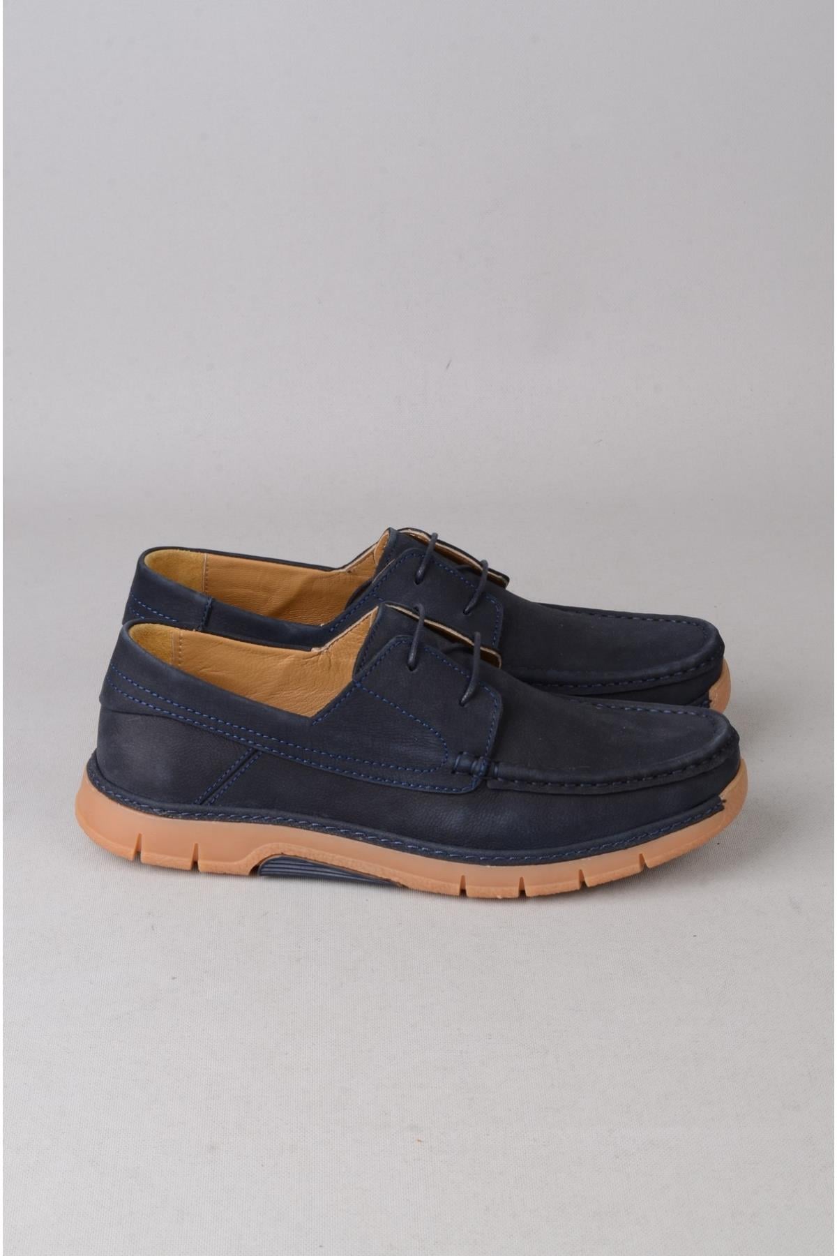 KMC 3318 HAKİKİ DERİ CASUAL ERKEK AYAKKABI LACİVERT NUBUK