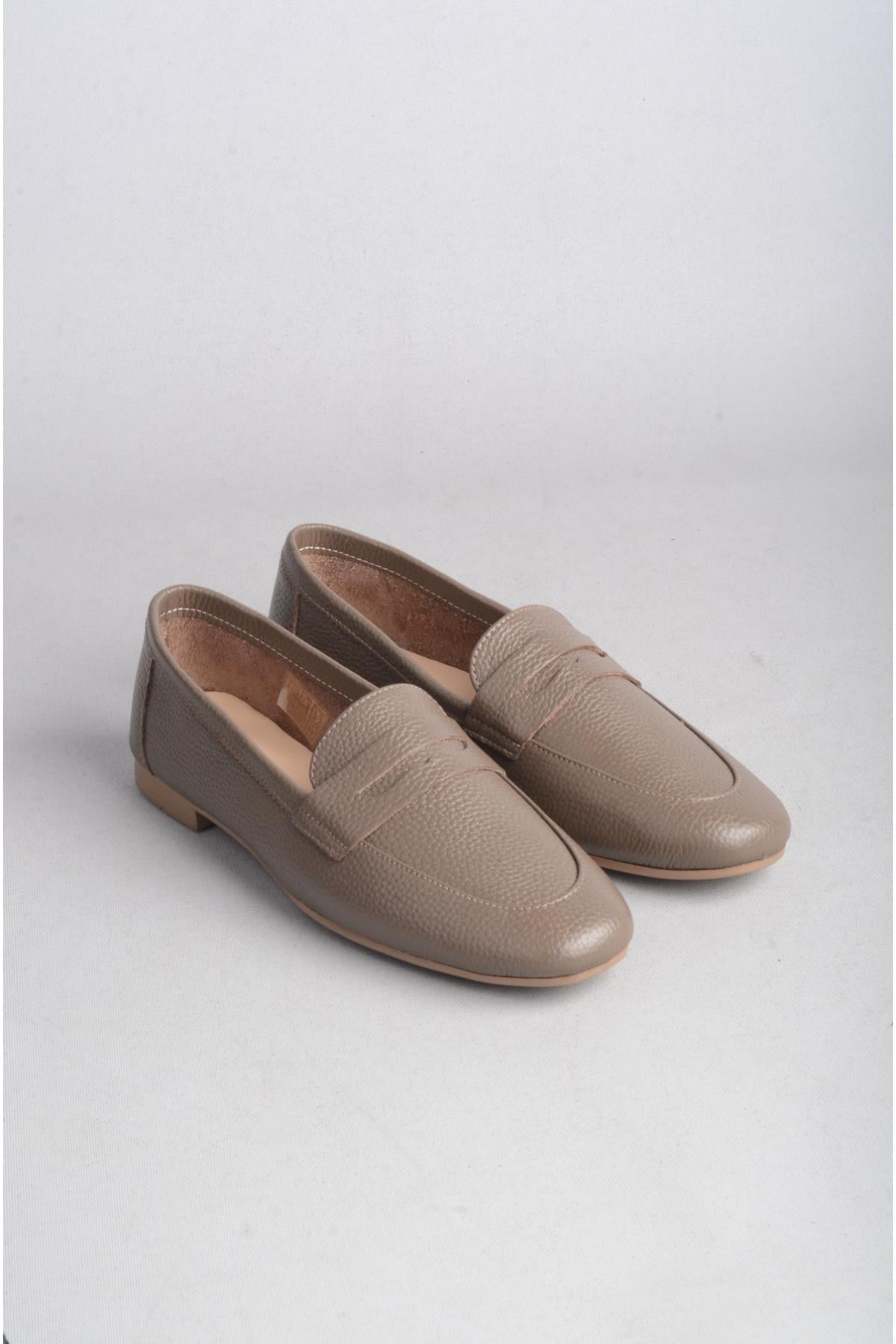 SEÇ 027 HAKİKİ DERİ LOAFER BABET HAKİ