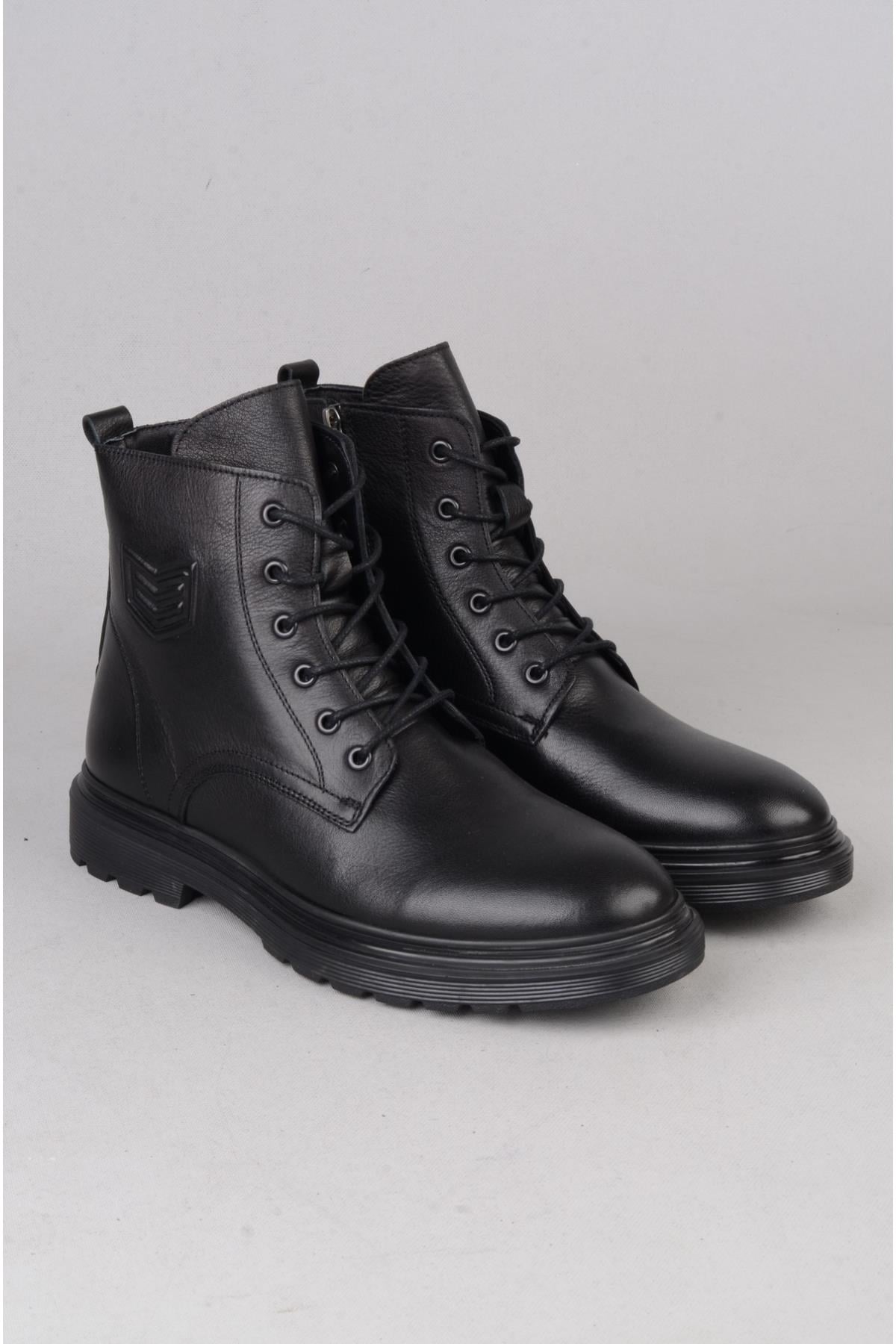 SEÇ 1034 HAKİKİ DERİ ERKEK POSTAL BOT SİYAH