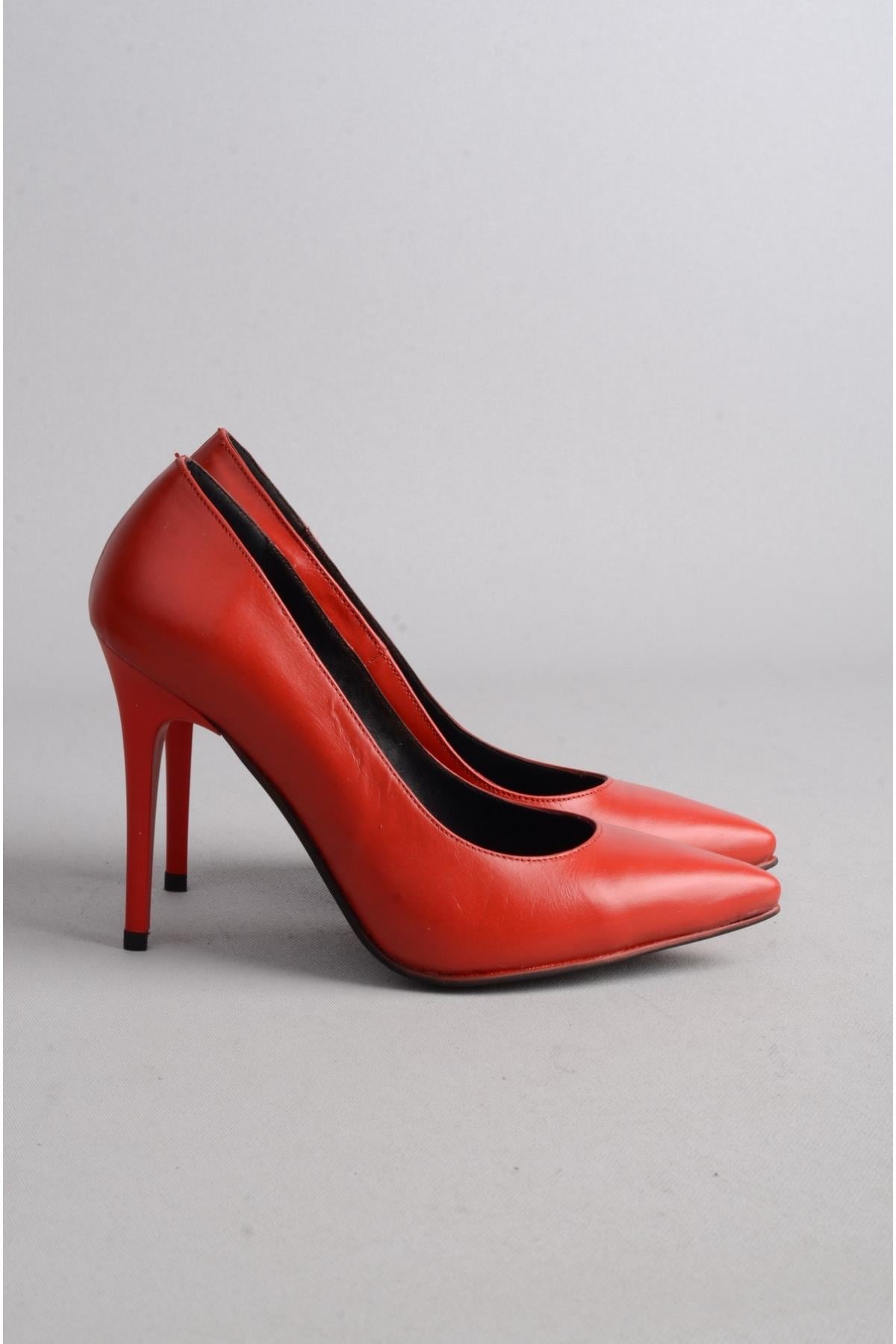 SEÇ 1964 HAKİKİ DERİ STİLETTO ( Topuk Boyu: 11 cm) KIRMIZI