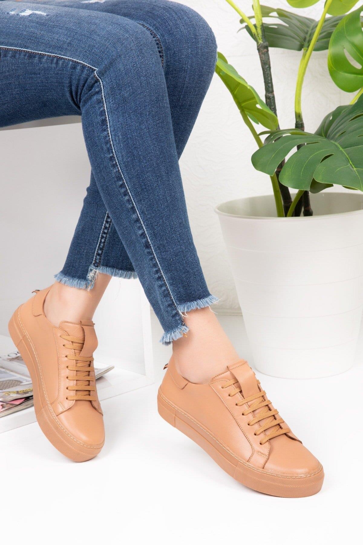 Seç 217 Hakiki Deri Sneakers Ayakkabi Nude