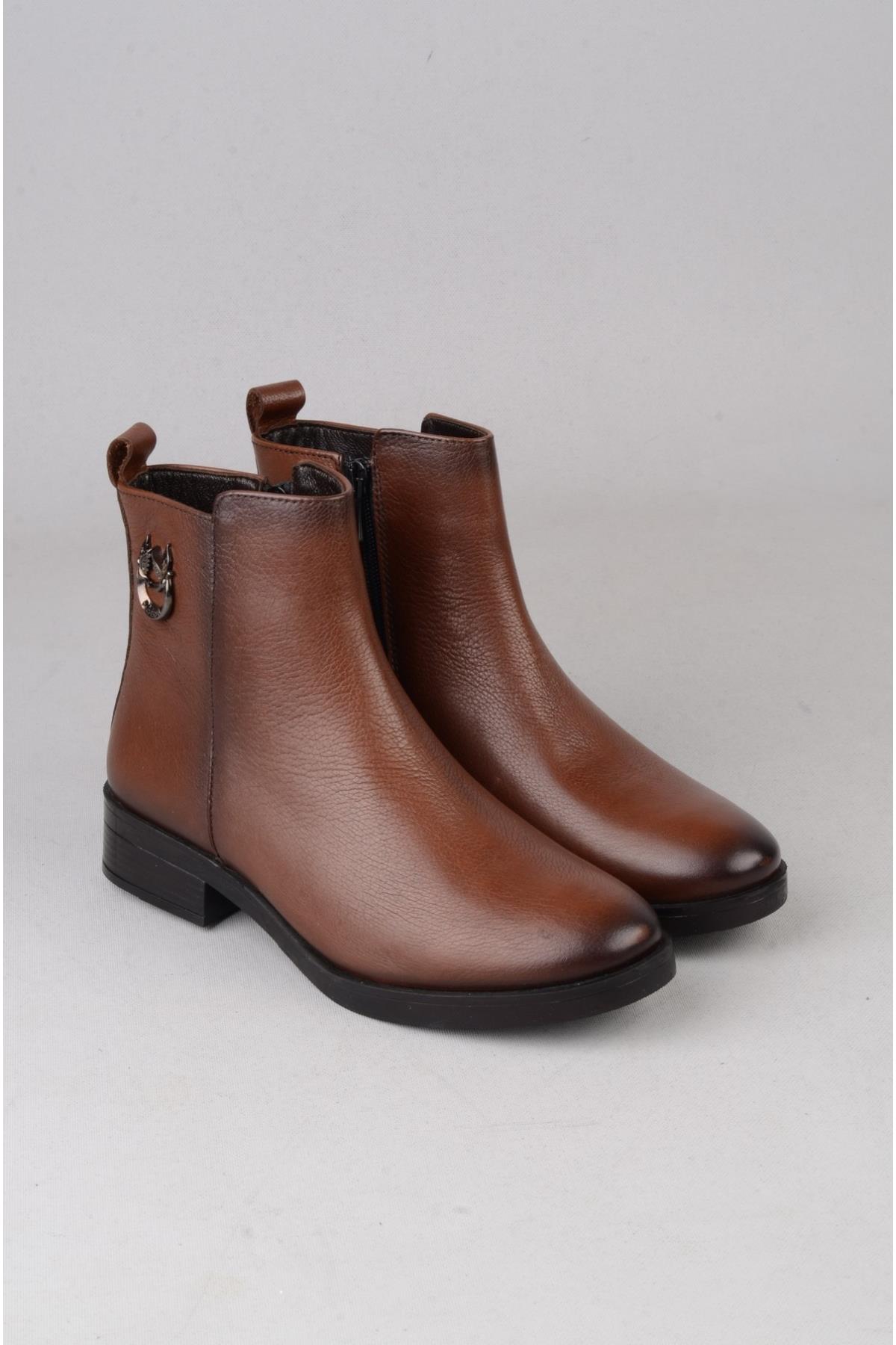 SEÇ 21895-1 HAKİKİ DERİ KADIN BOT TABA