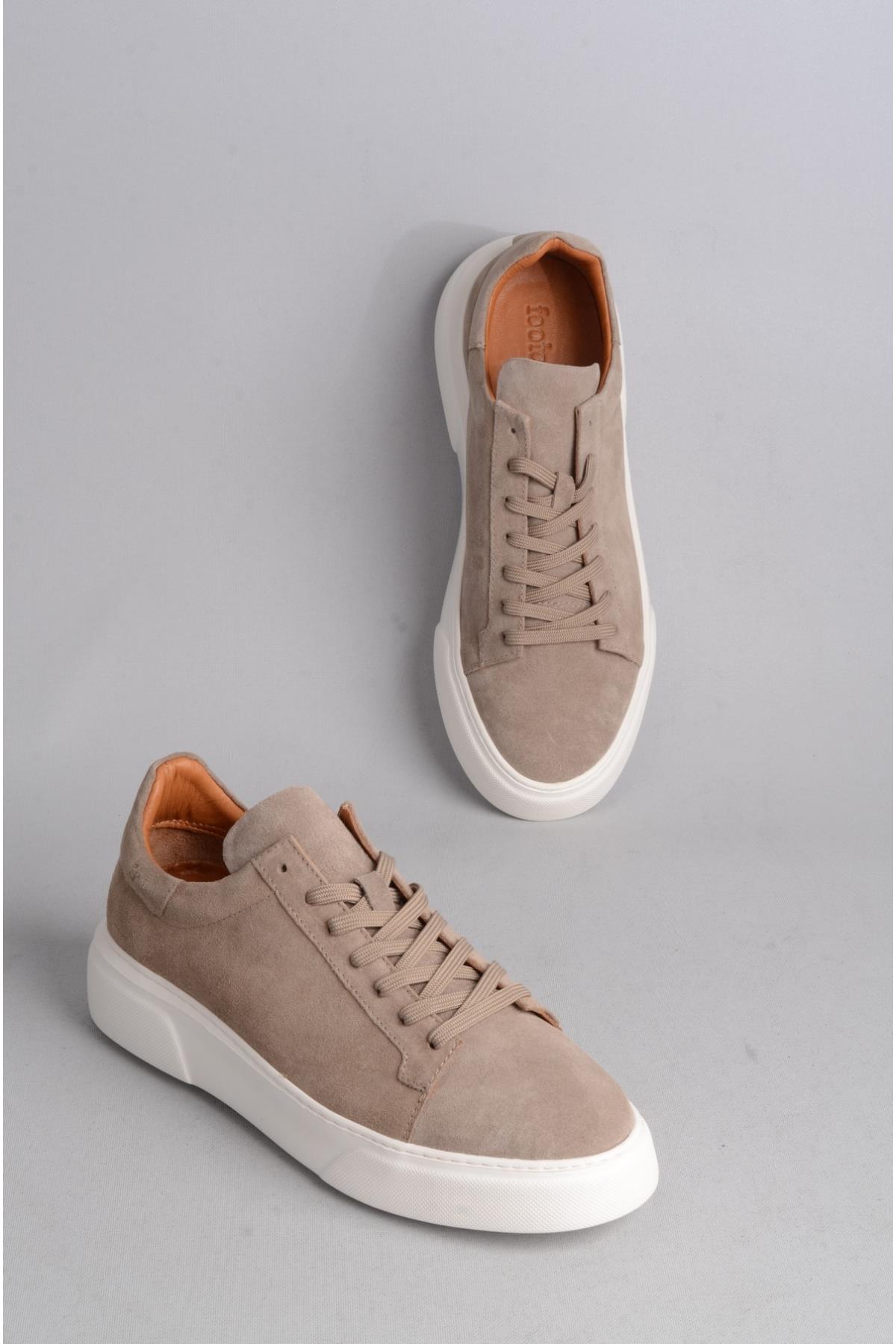 SEÇ 2501 HAKİKİ DERİ ERKEK SNEAKERS AYAKKABI VİZON SÜET