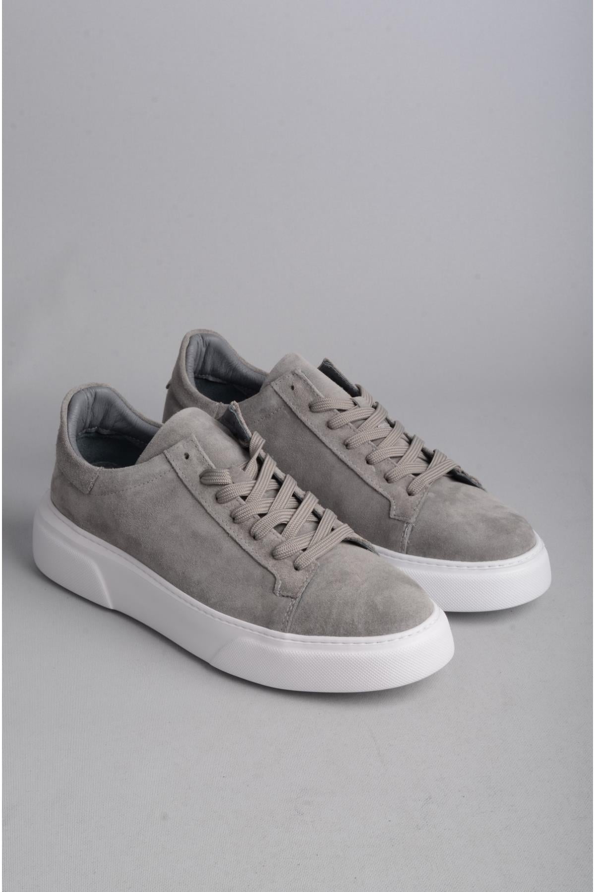 SEÇ 2501 HAKİKİ DERİ ERKEK SNEAKERS AYAKKABI GRİ SÜET