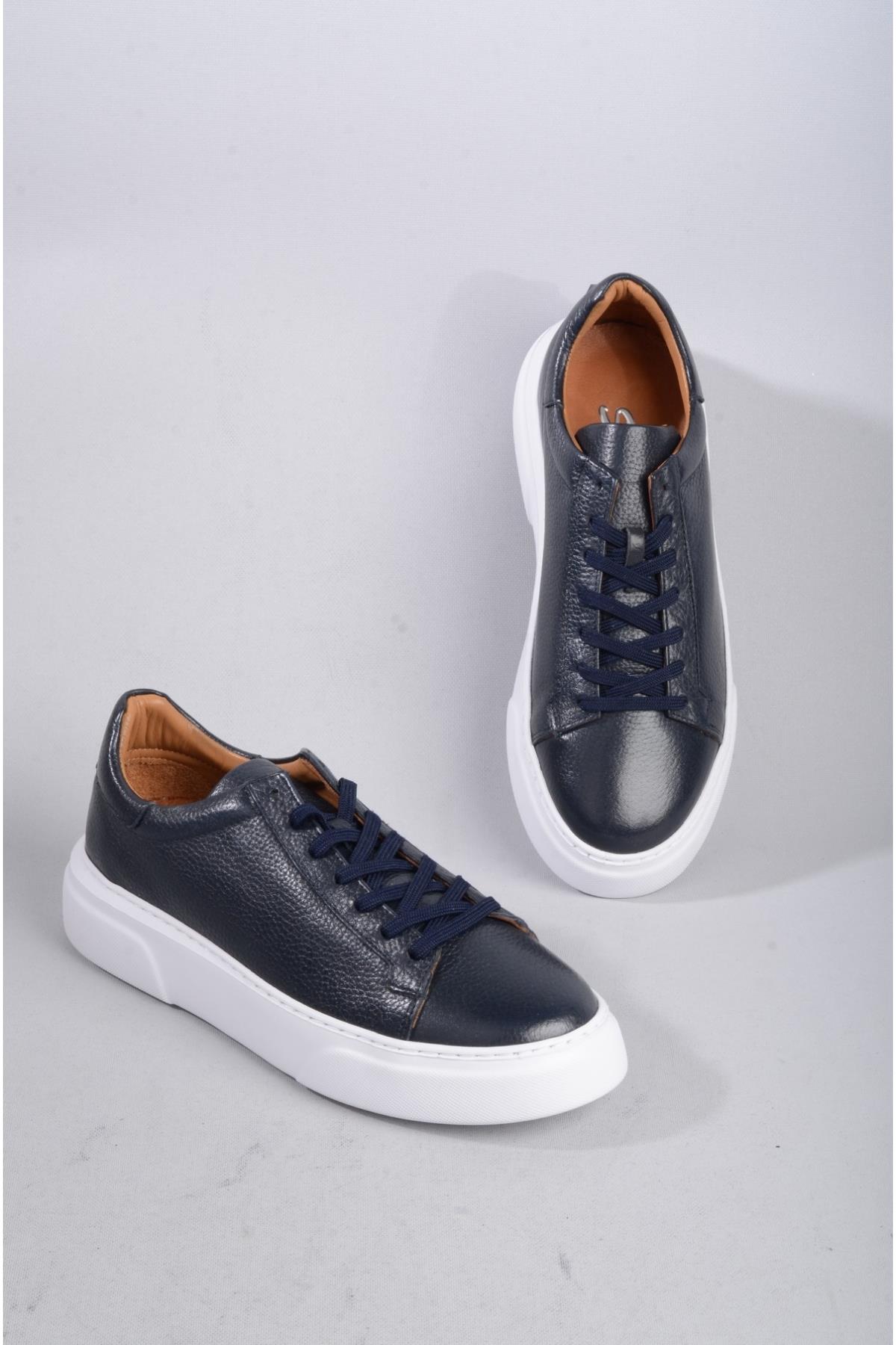 SEÇ 2501 HAKİKİ DERİ ERKEK SNEAKERS AYAKKABI LACİVERT