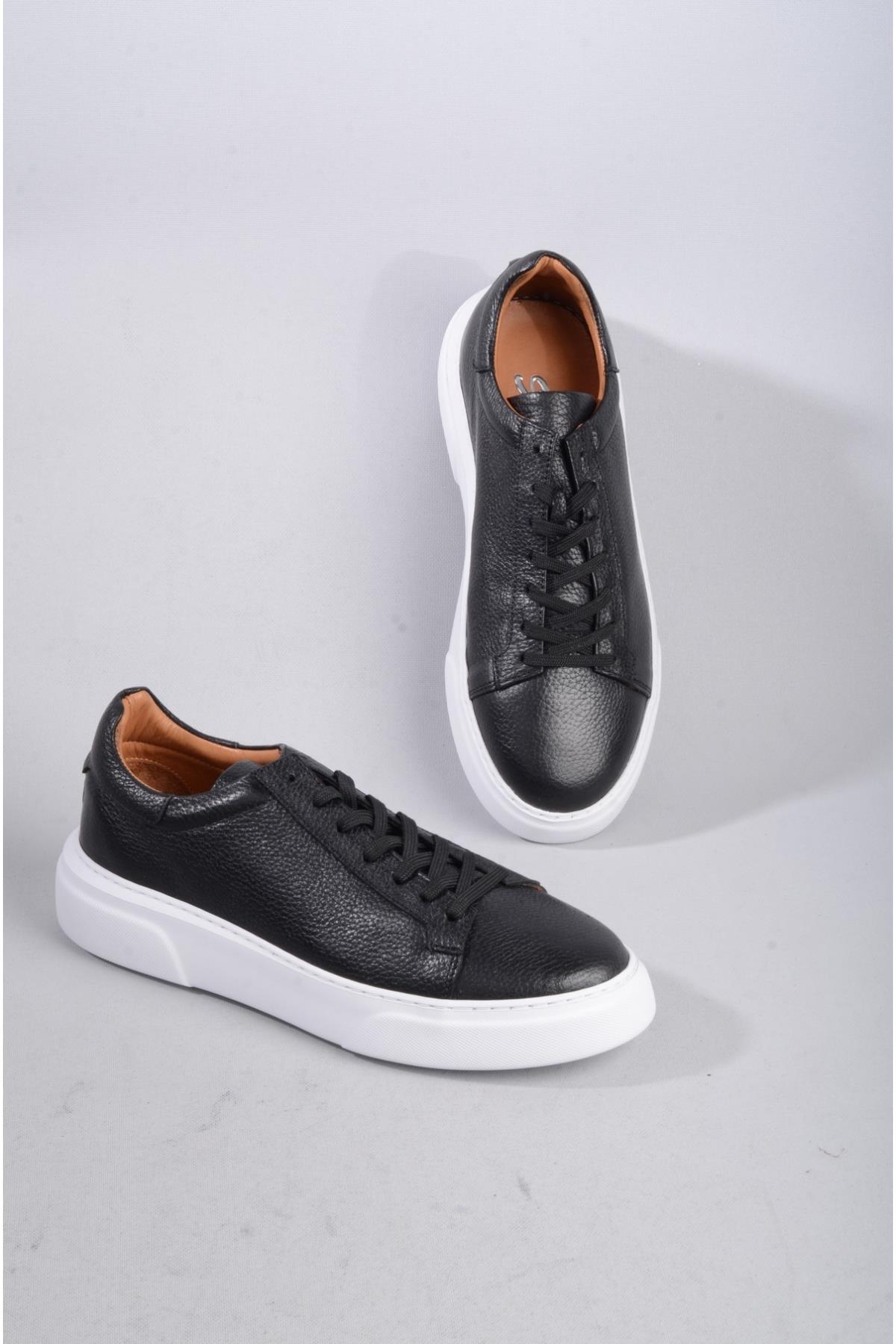 SEÇ 2501 HAKİKİ DERİ ERKEK SNEAKERS AYAKKABI SİYAH