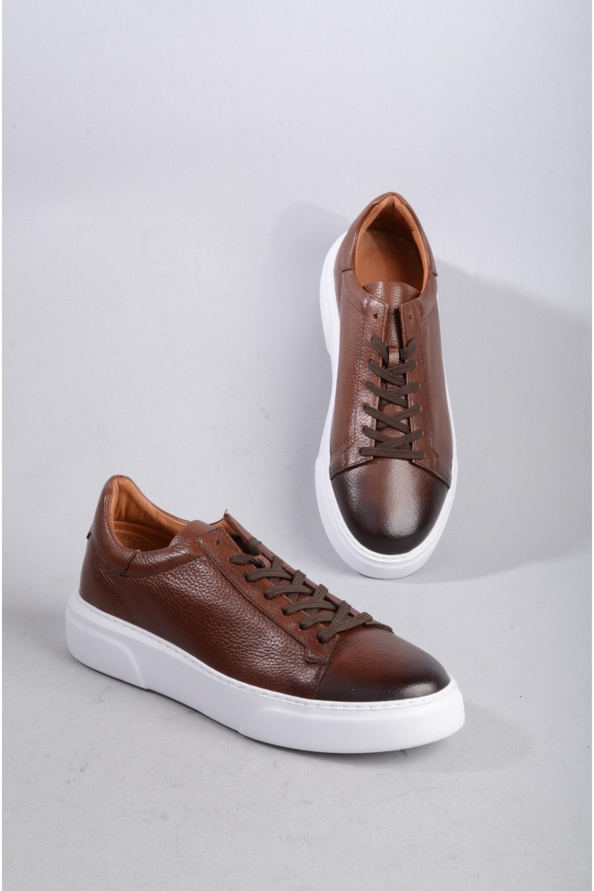 SEÇ 2501 HAKİKİ DERİ ERKEK SNEAKERS AYAKKABI KAHVE