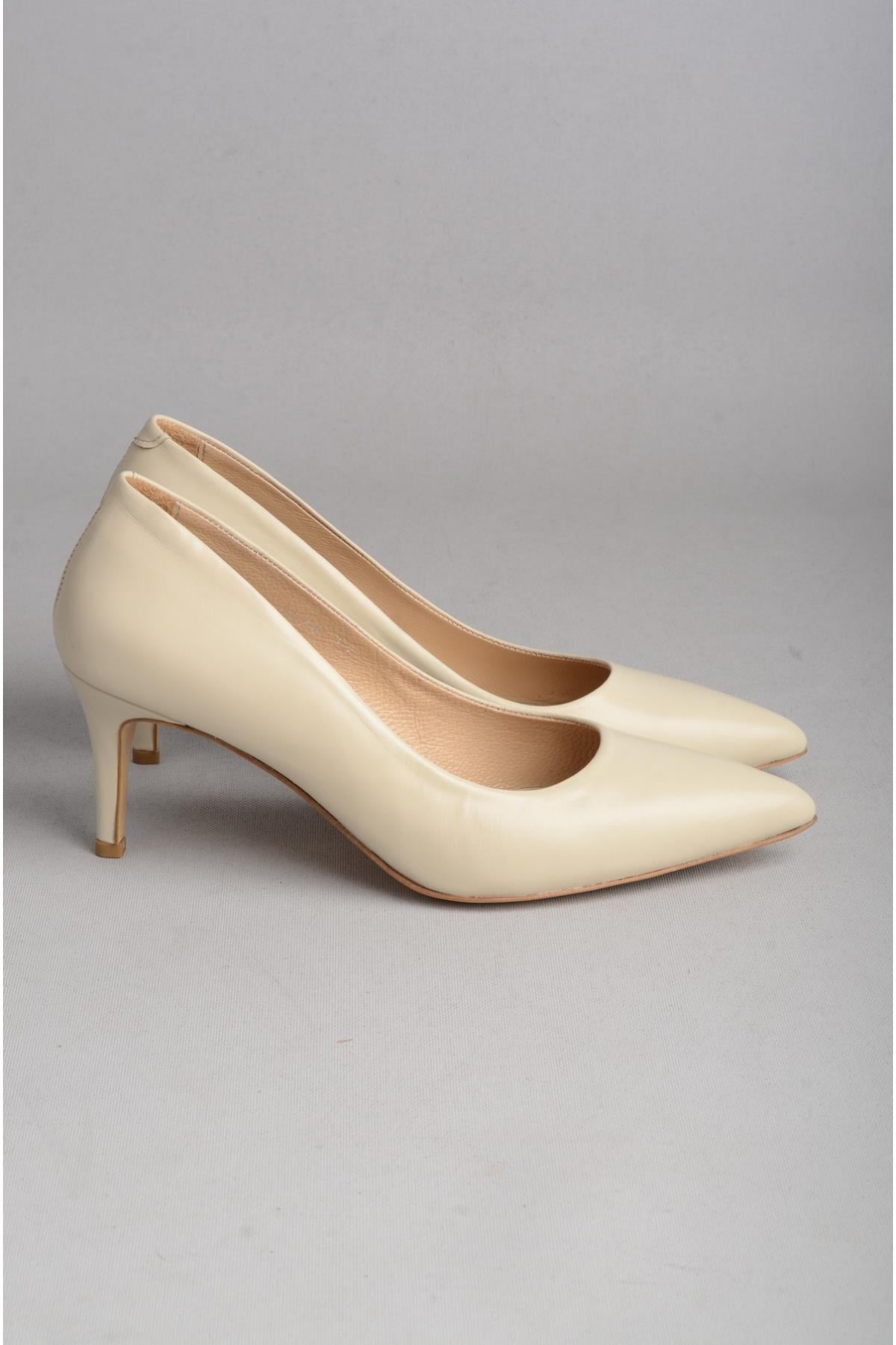 SEÇ 2578 HAKİKİ DERİ STİLETTO (Topuk Boyu: 7 cm) BEJ