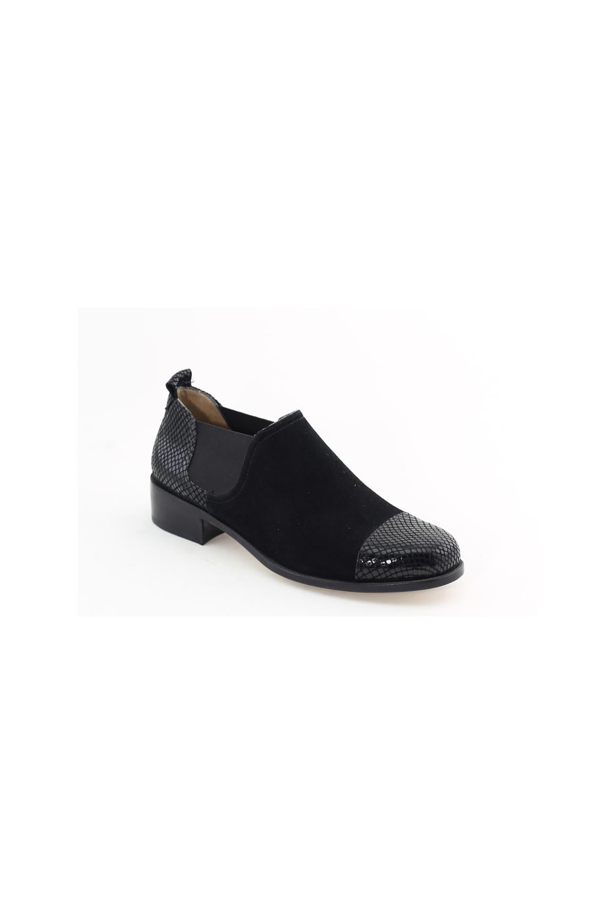 SEÇ 273 HAKİKİ KÖSELE ÖZEL ÜRETİM KADIN AYAKKABI (Topuk Boyu: 3,5cm) SİYAH SÜET