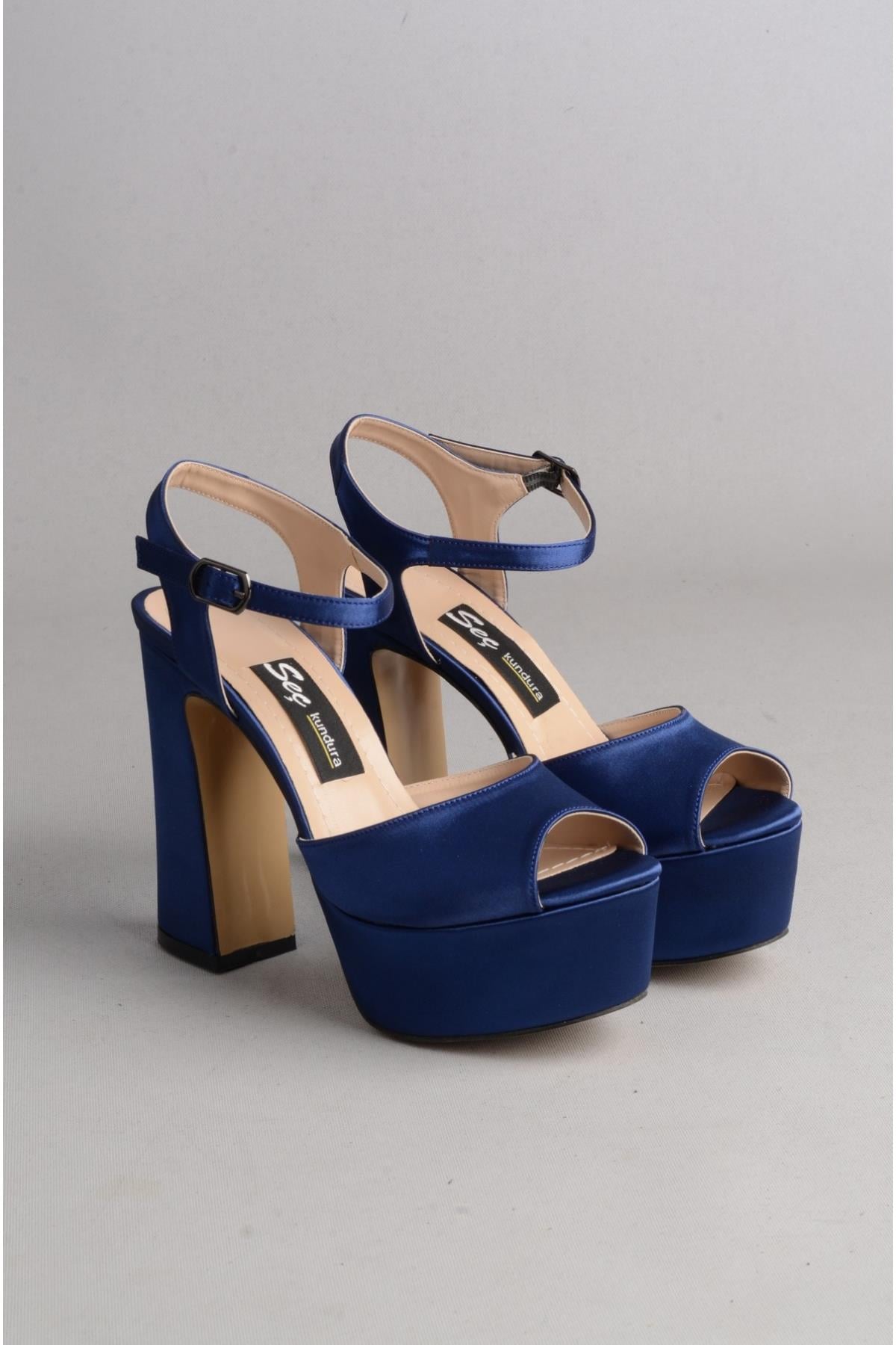 SEÇ 361 PLATFORM TOPUKLU ABİYE AYAKKABI (12,5 cm) LACİVERT