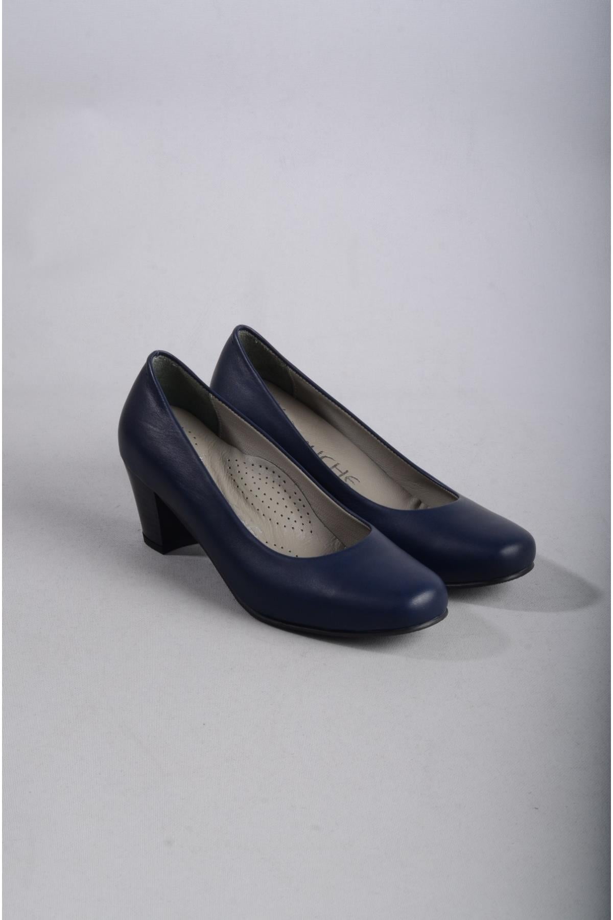 SEÇ 5116 HAKİKİ DERİ COMFORT TOPUKLU KADIN AYAKKABI LACİVERT