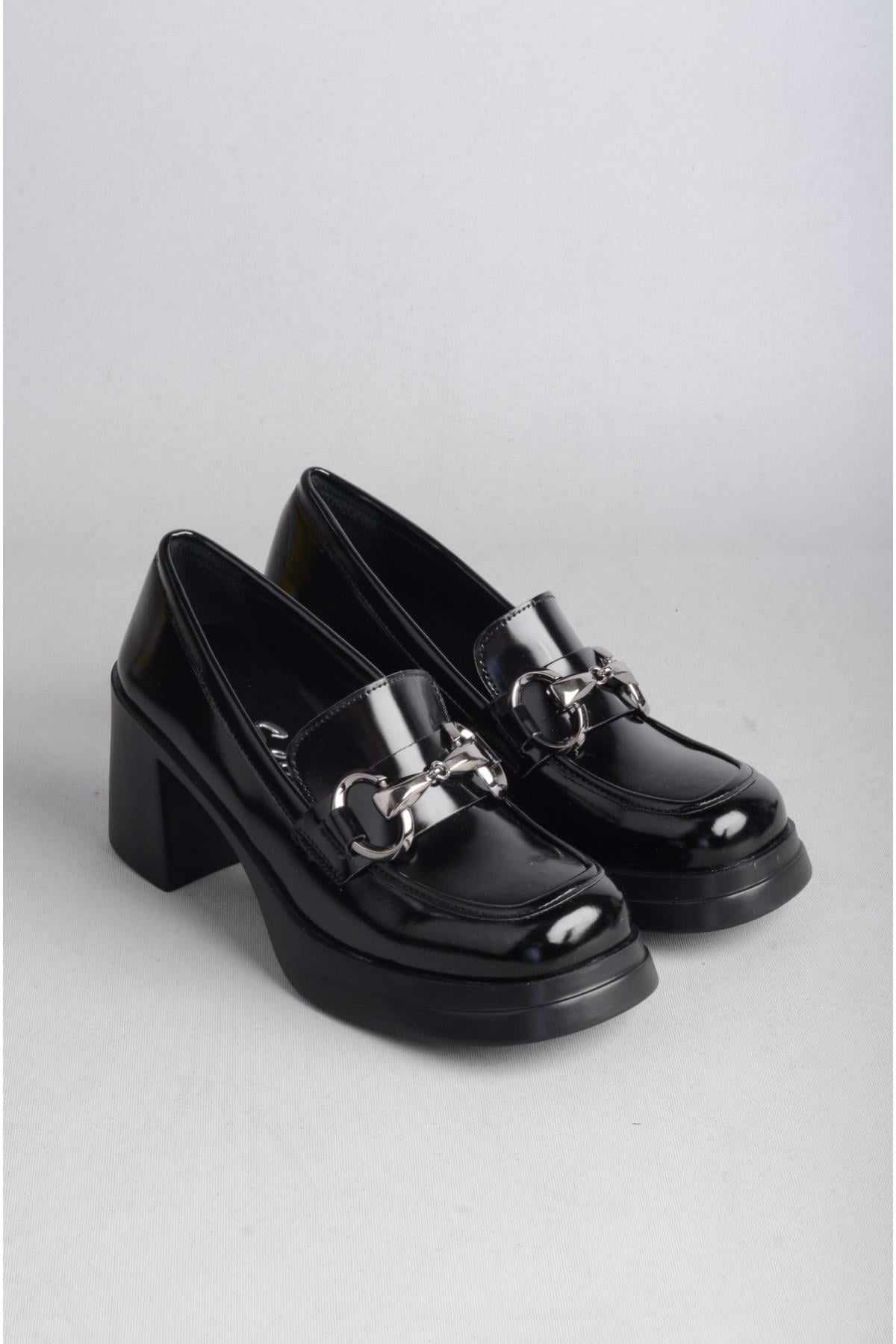 SEÇ 580 PLATFORM TOPUKLU KADIN AYAKKABI (Topuk:7,5 cm, Platform: 2 cm ) SİYAH