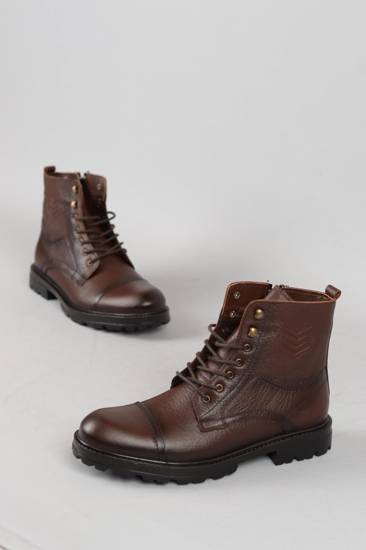 SEÇ 720 HAKİKİ DERİ ERKEK POSTAL BOT KAHVE