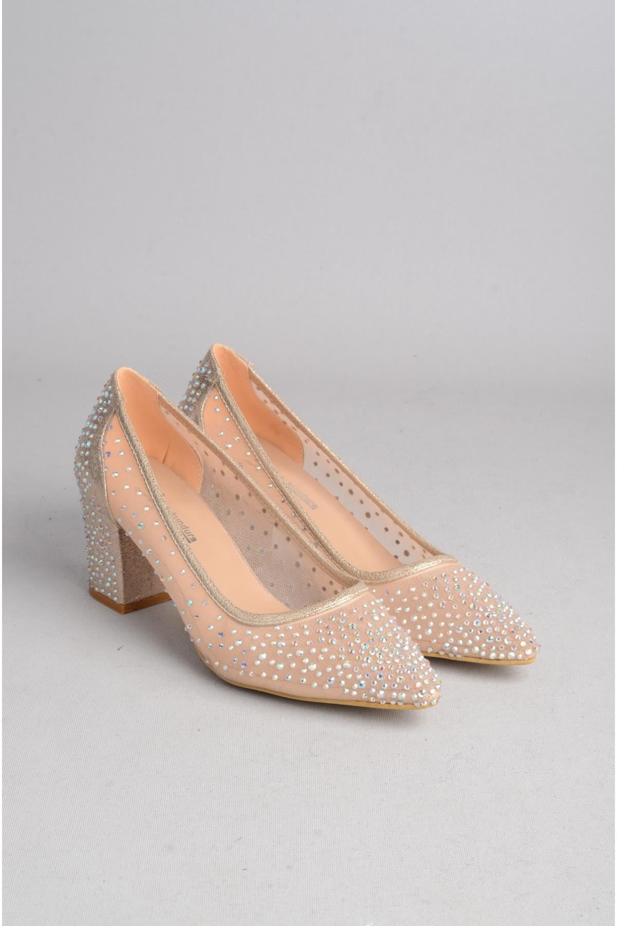 Seç 729 Taşli Tül Detayli Stiletto Altin