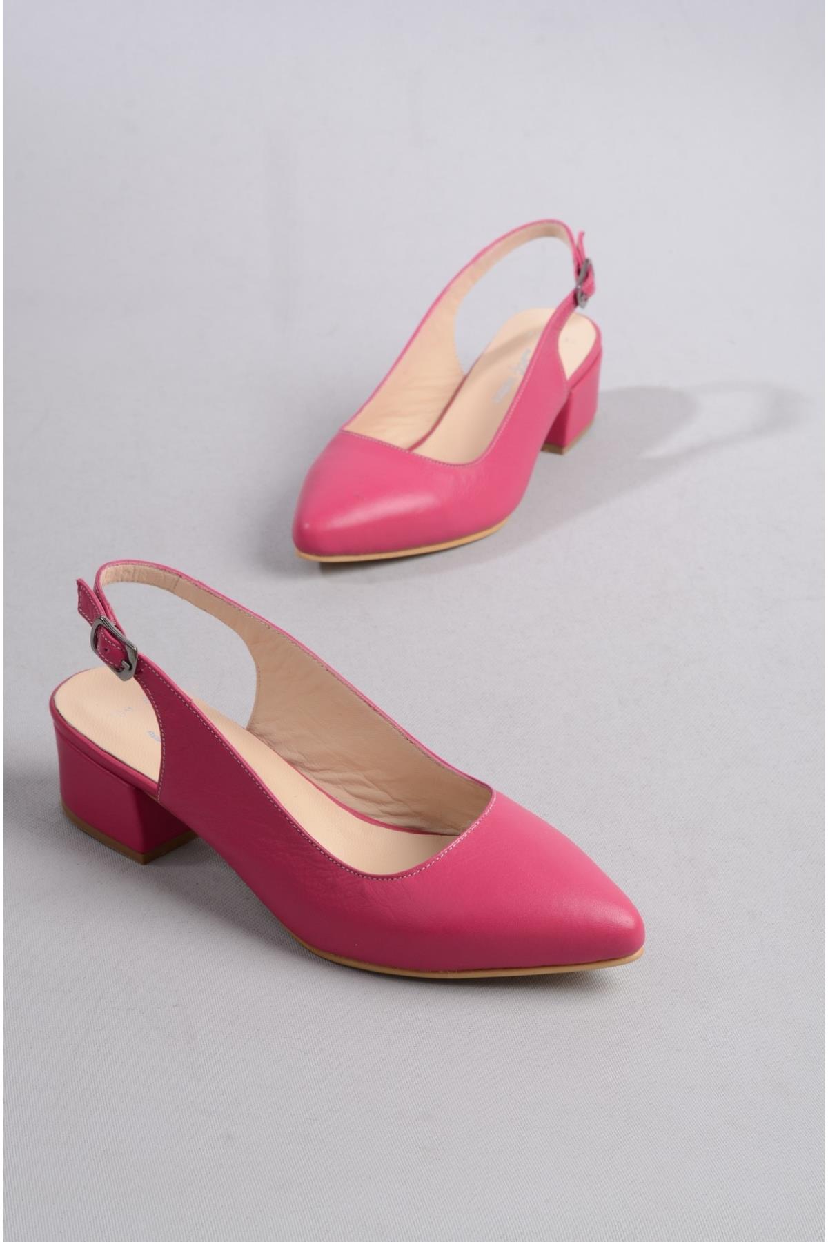 SEÇ 789 HAKİKİ DERİ TOPUKLU KADIN AYAKKABI (4,5 cm) FUŞYA
