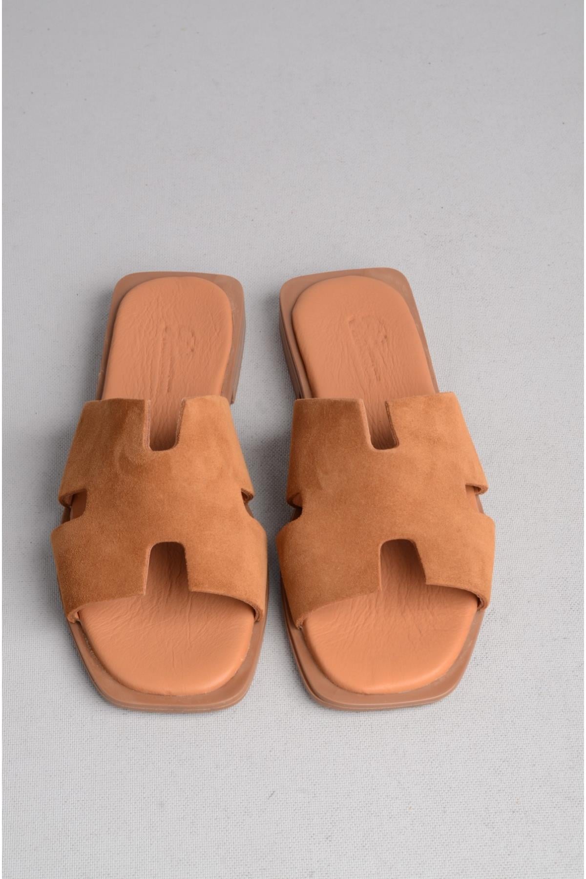 SEÇ 8012 HAKİKİ DERİ KADIN TERLİK TABA SÜET