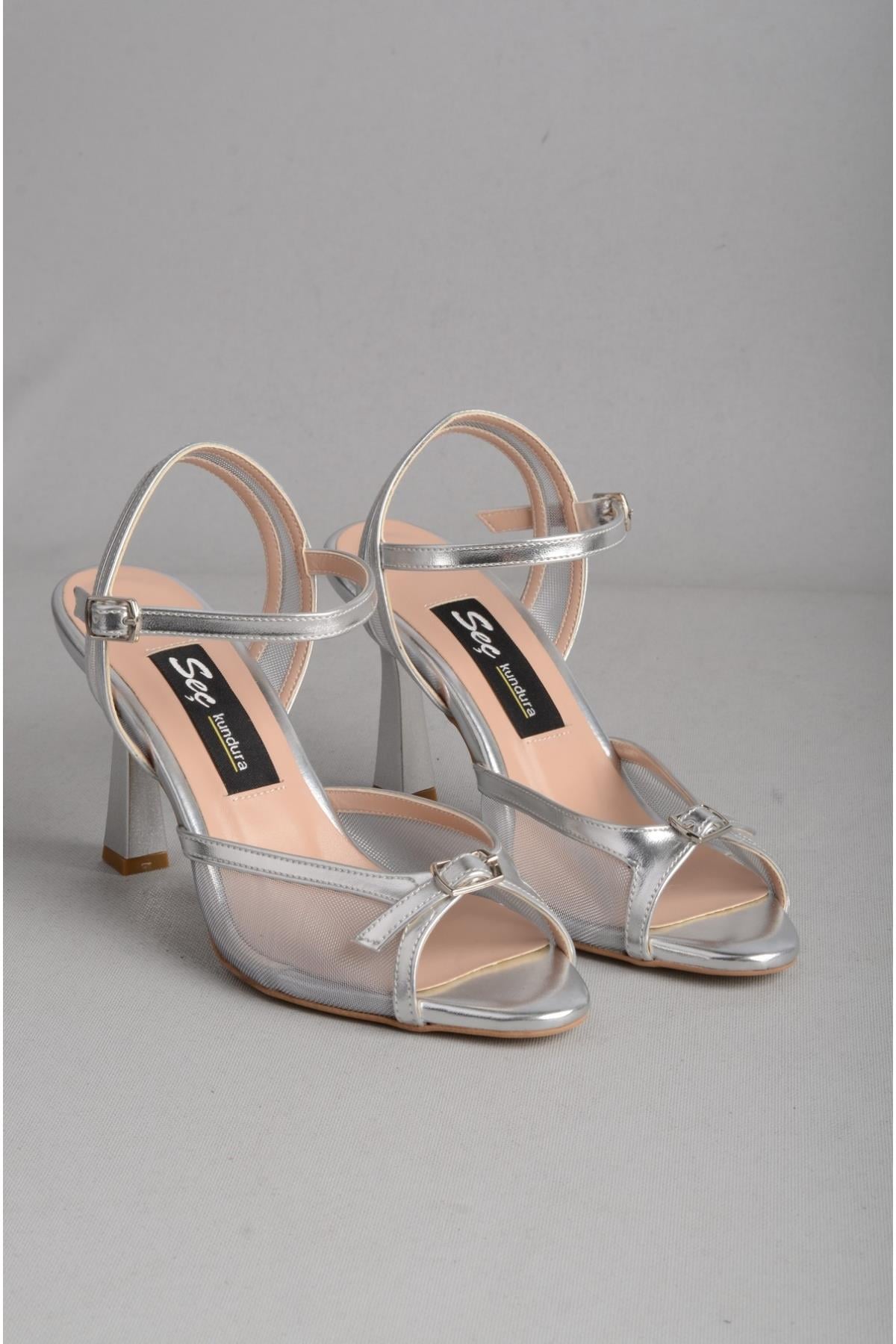 SEÇ 8513 ABİYE AYAKKABI (Topuk Boyu: 9,5 cm) GÜMÜŞ