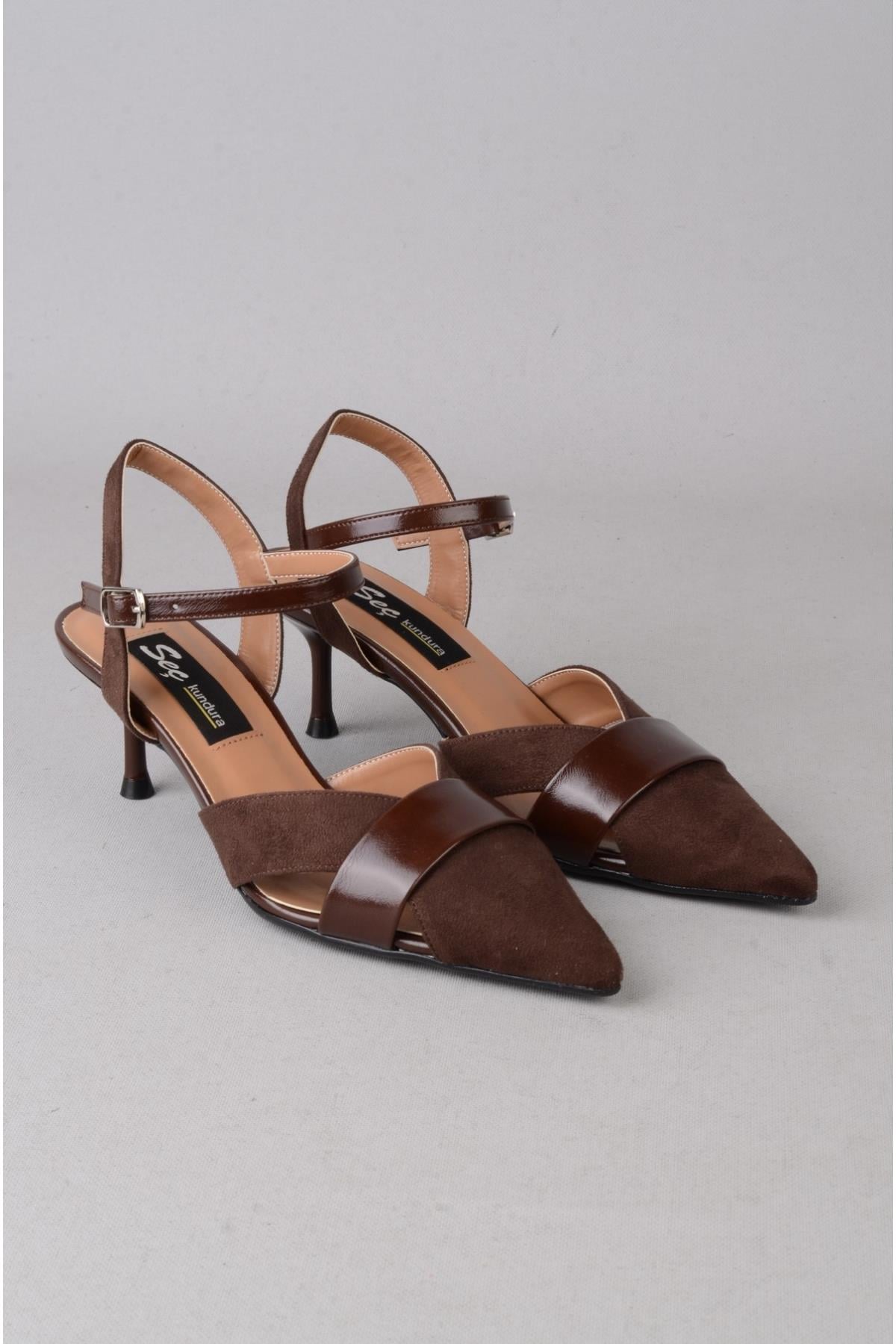 SEÇ 8588 TOPUKLU KADIN AYAKKABI (Topuk Boyu: 7 cm) KAHVE SÜET