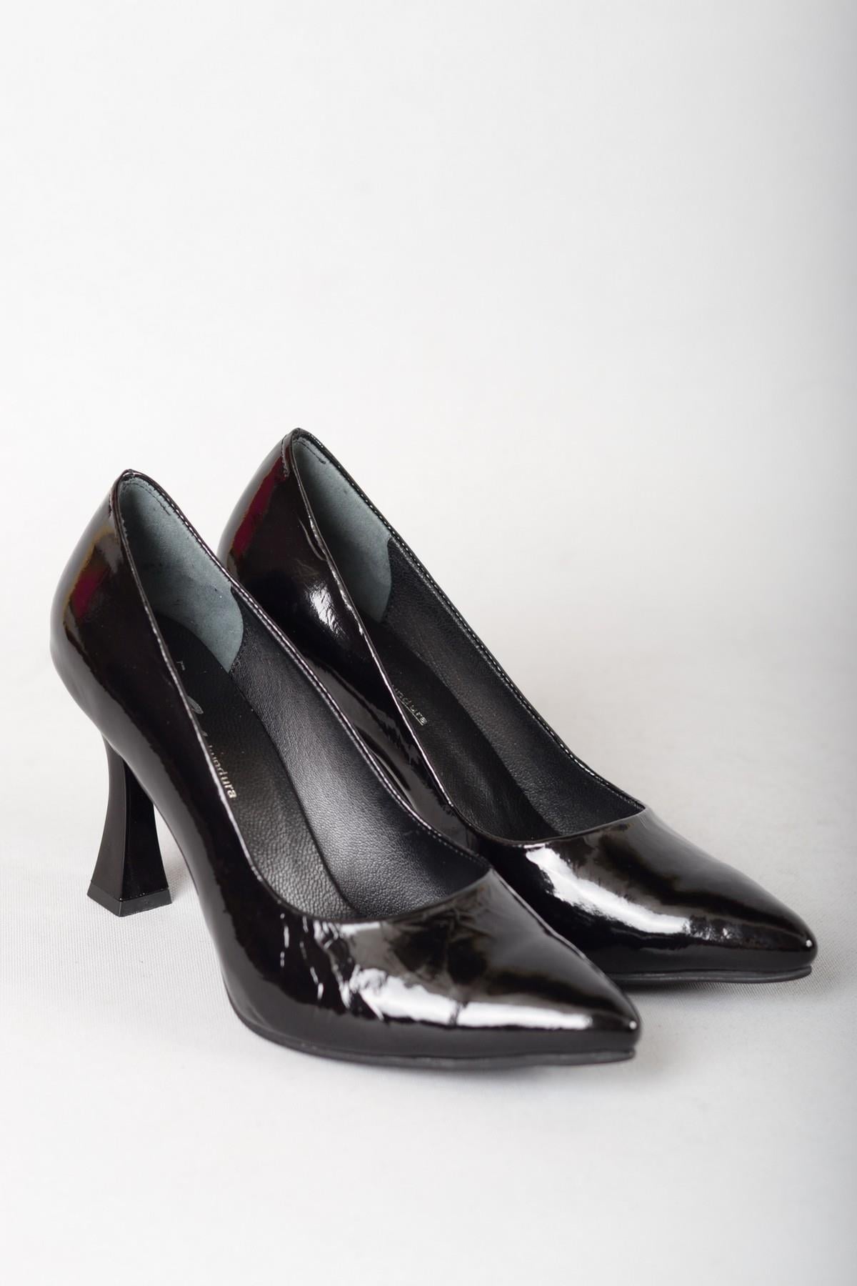 SEÇ 861 HAKİKİ DERİ STİLETTO (9cm) SİYAH RUGAN