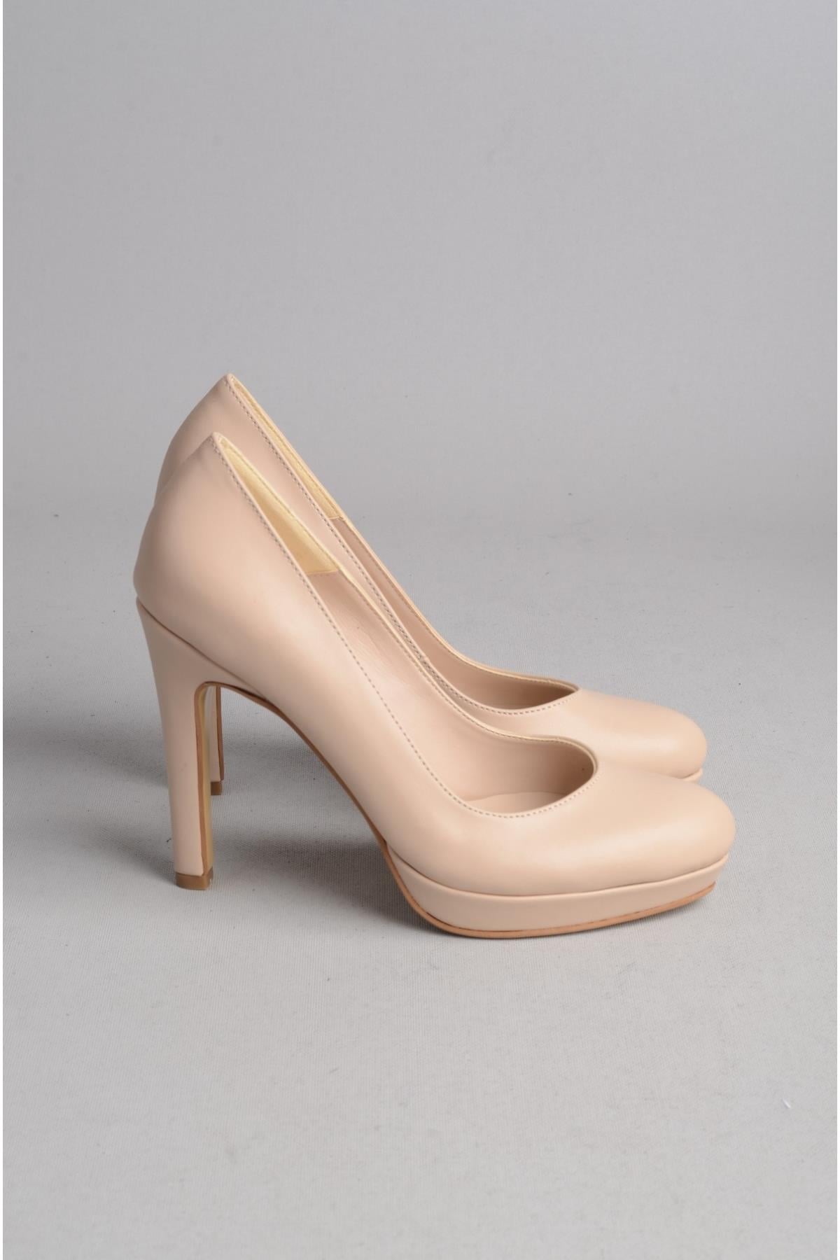 SEÇ 897 PLATFORM TOPUKLU KADIN AYAKKABI (Topuk Boyu:10.5 cm) NUDE