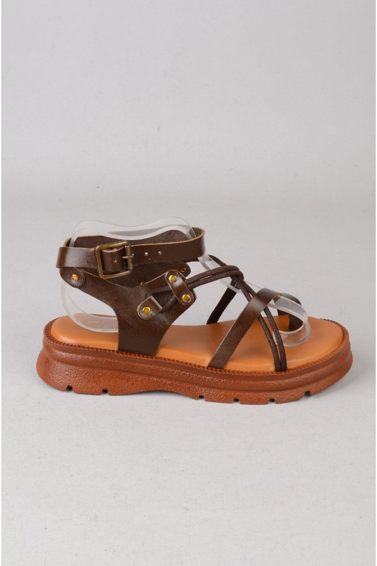 SEÇ C410 HAKİKİ DERİ PARMAK ARASI KADIN SANDALET (Taban:3,5 cm) KOYU KAHVE