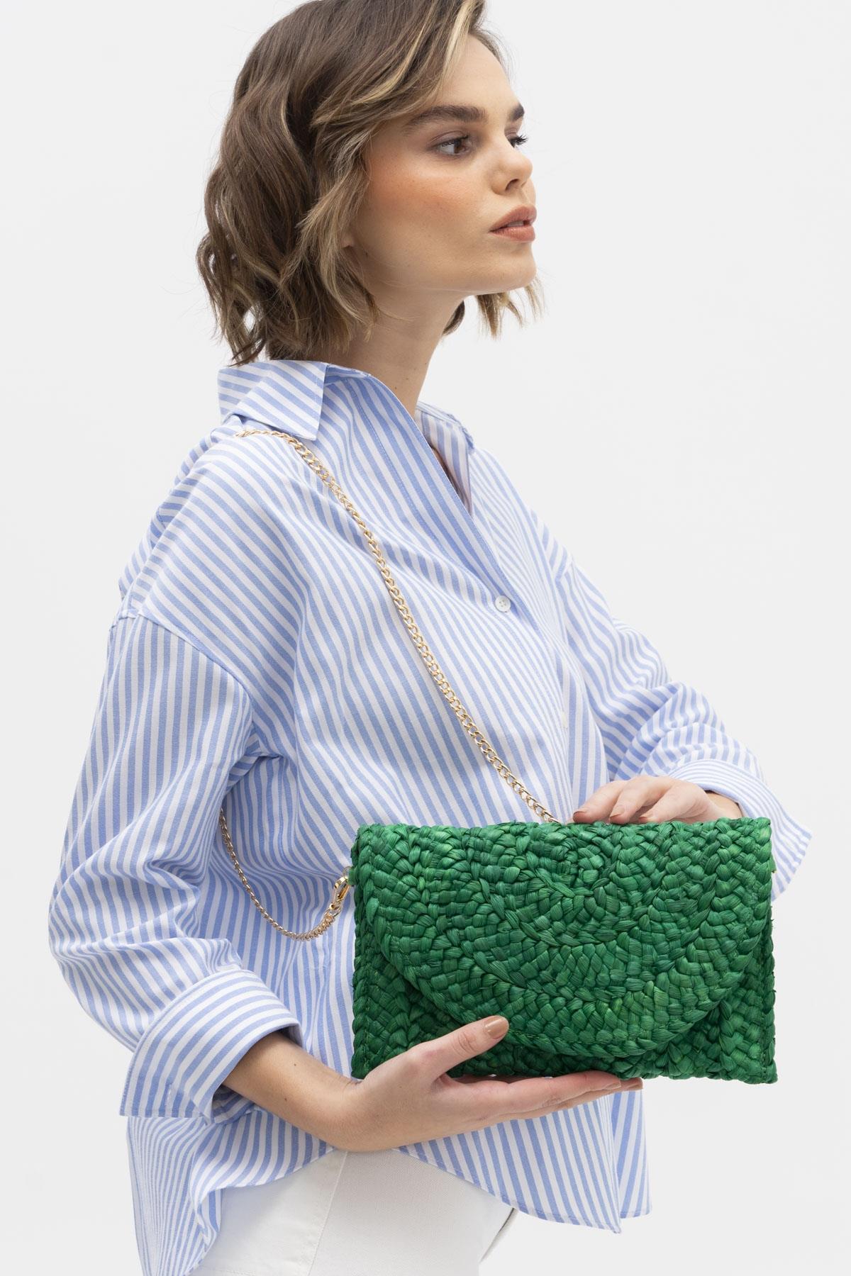 SEÇ HSR1170 HASIR CLUTCH ÇANTA YEŞİL