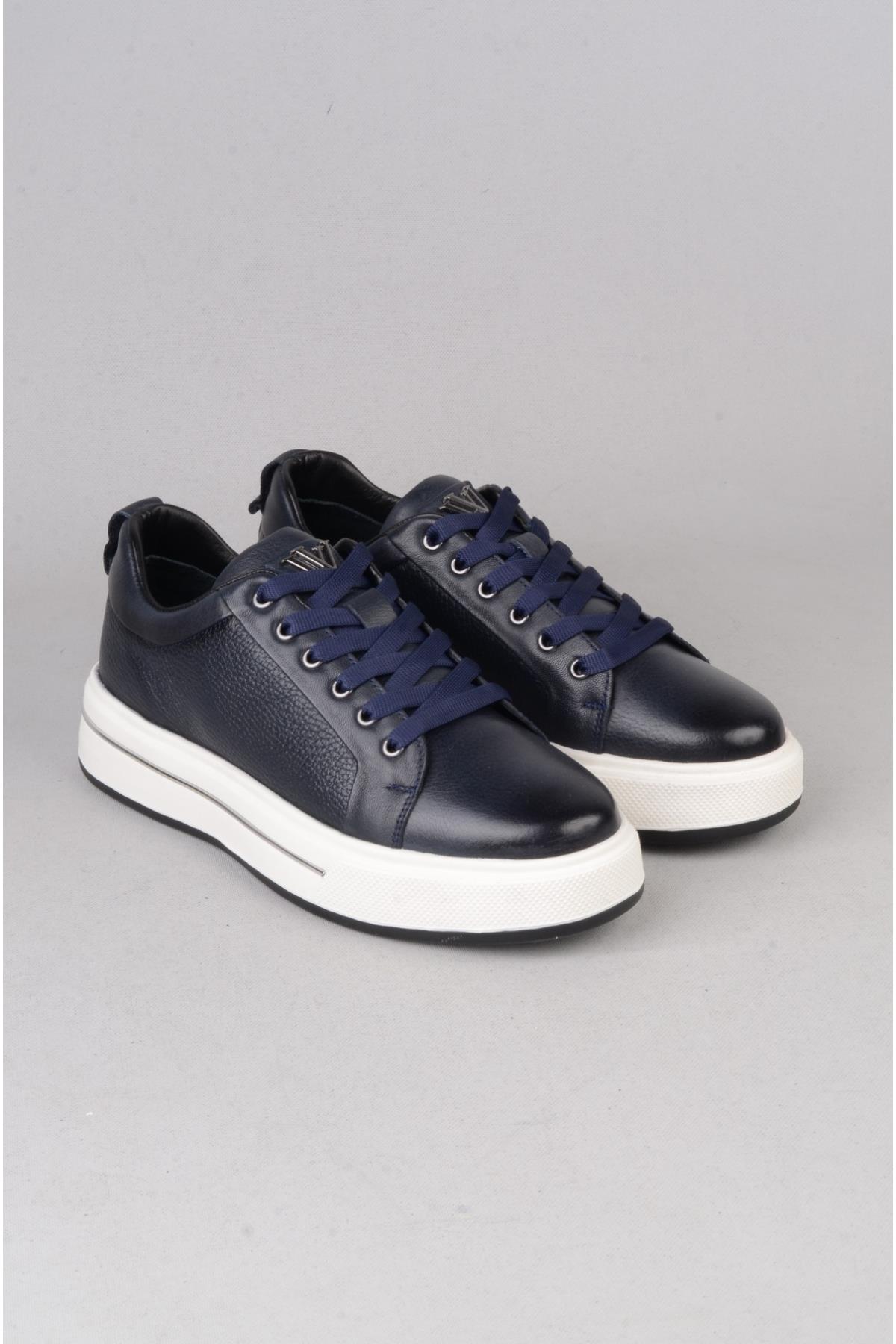 SEÇ M054 HAKİKİ DERİ ERKEK CASUAL AYAKKABI LACİVERT