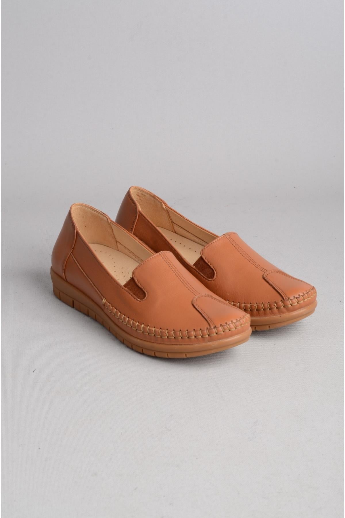 SEÇ N134-1 HAKİKİ DERİ ANATOMİK KADIN AYAKKABI TABA