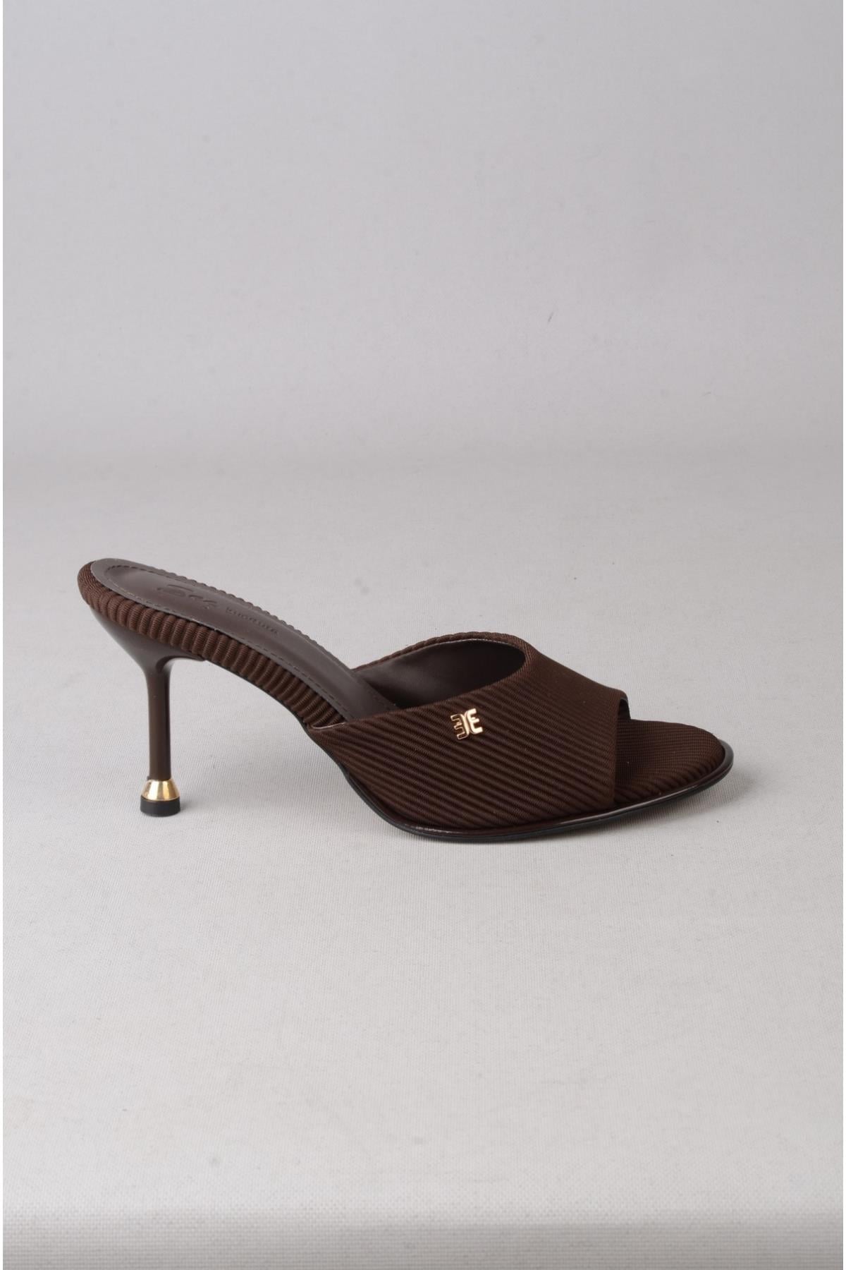 SEÇ S57 TOPUKLU KADIN TERLİK (Topuk Boyu:9cm) KAHVE