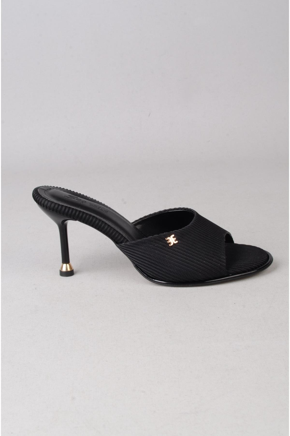 SEÇ S57 TOPUKLU KADIN TERLİK (Topuk Boyu:9cm) SİYAH