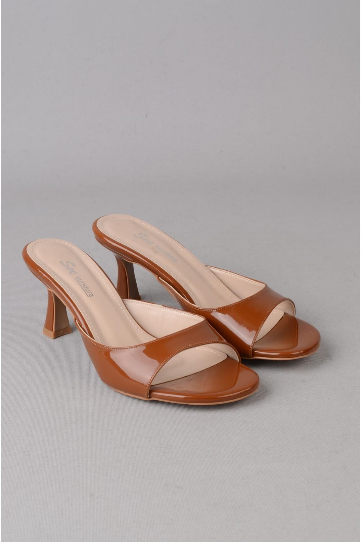 SEÇ Y268 TOPUKLU ABİYE TERLİK (Topuk Boyu:7 cm) TABA