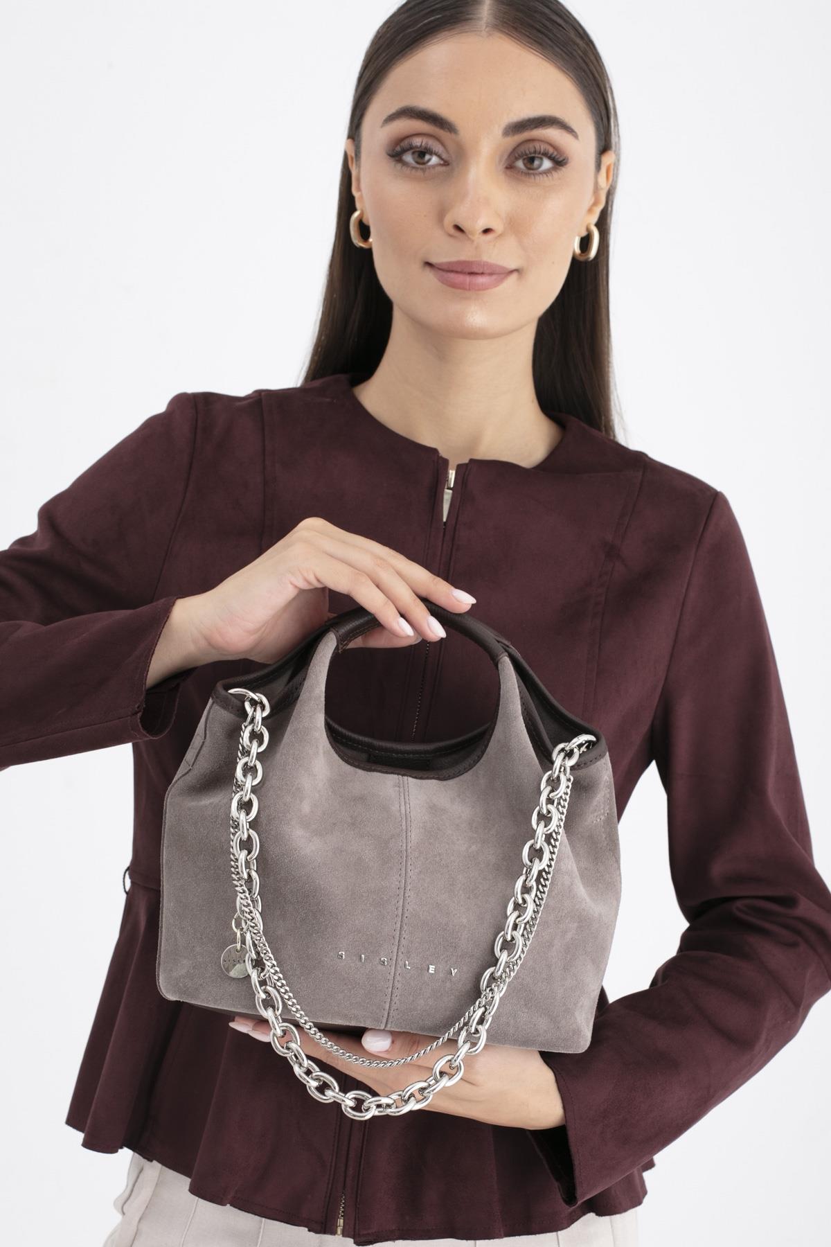 Sisley Zincir Askılı Kol Çantası  SLY299 TAŞ-KAHVE