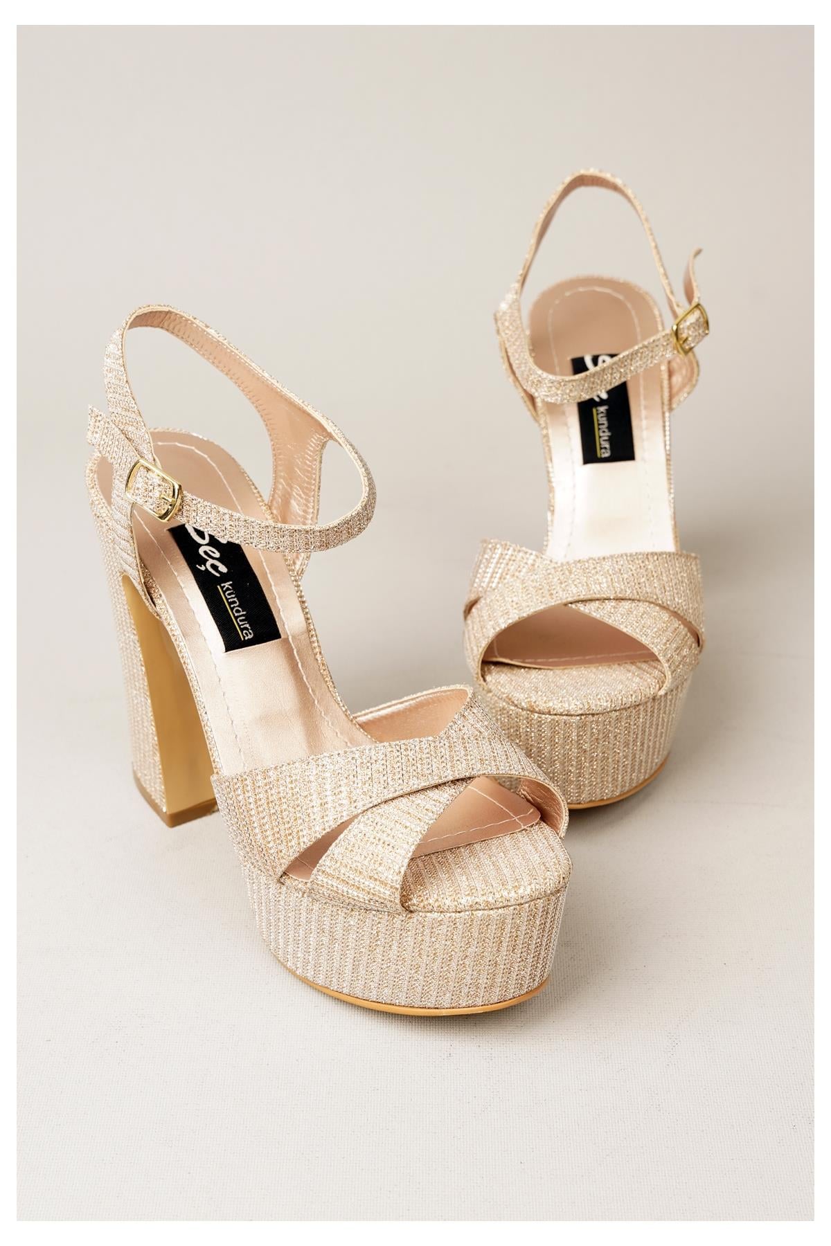 Slt 360 Platform Topuklu Abiye Ayakkabi Rose