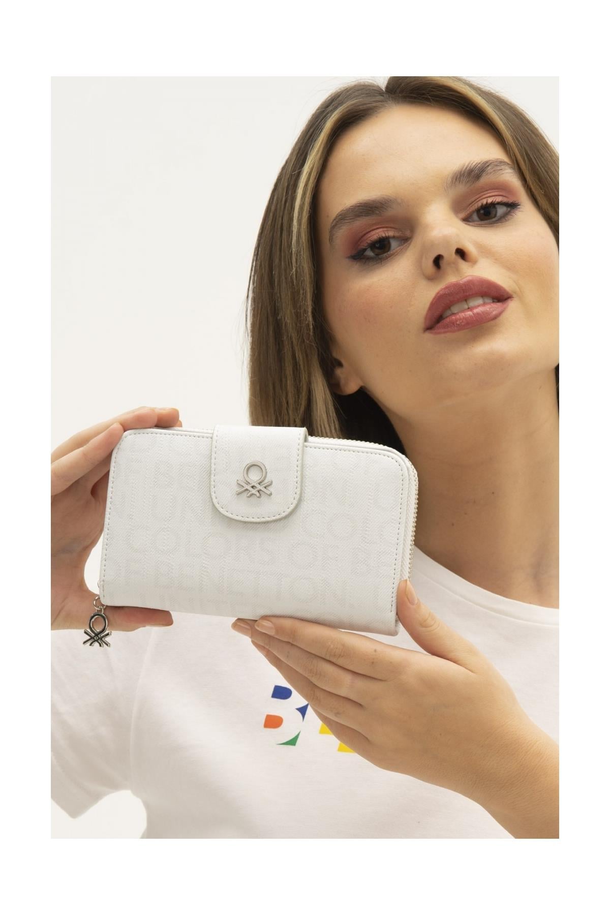 United Colors of Benetton BNT1301 Cüzdan BEYAZ-A.GRİ