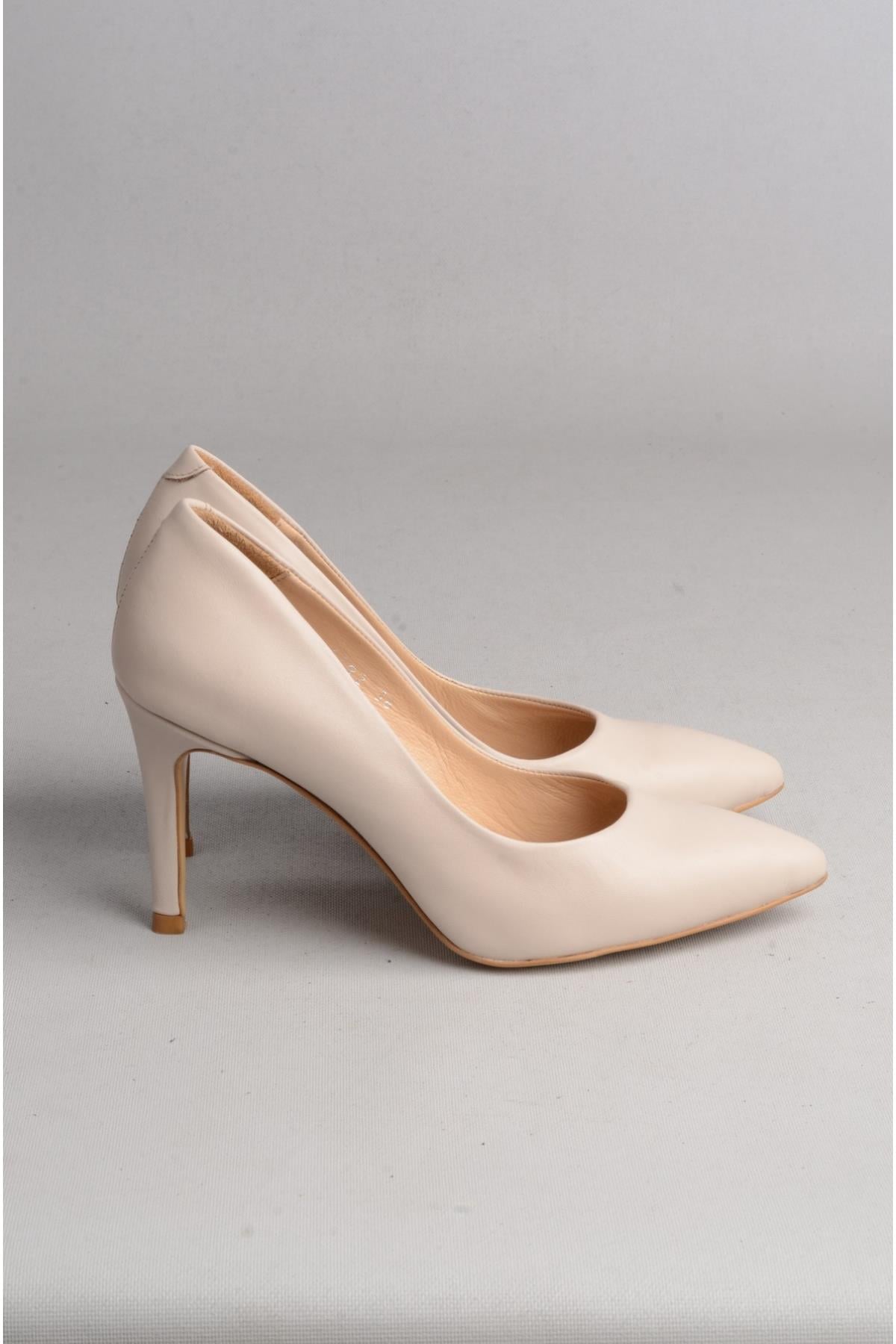 4292 HAKİKİ DERİ STİLETTO 9cm BEJ