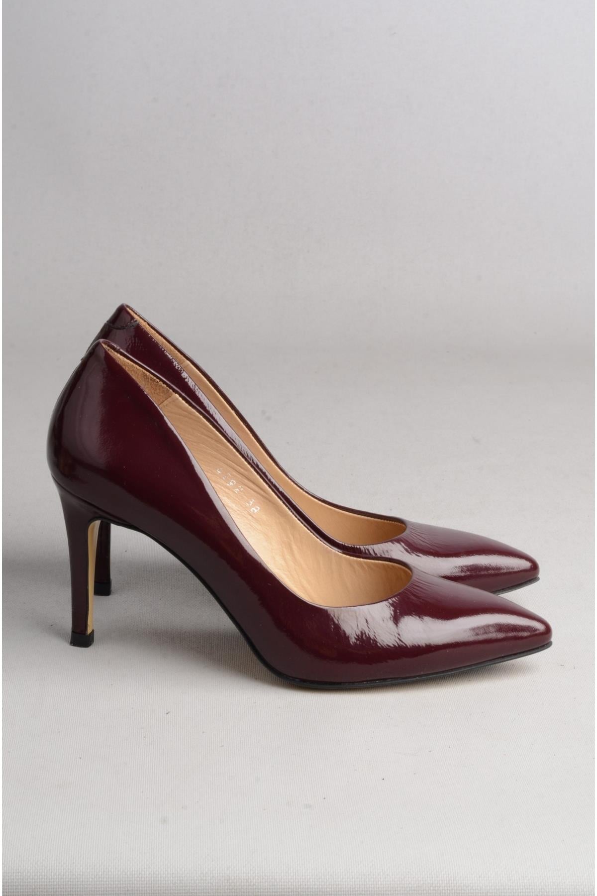 4292 HAKİKİ DERİ STİLETTO 9cm BORDO RUGAN