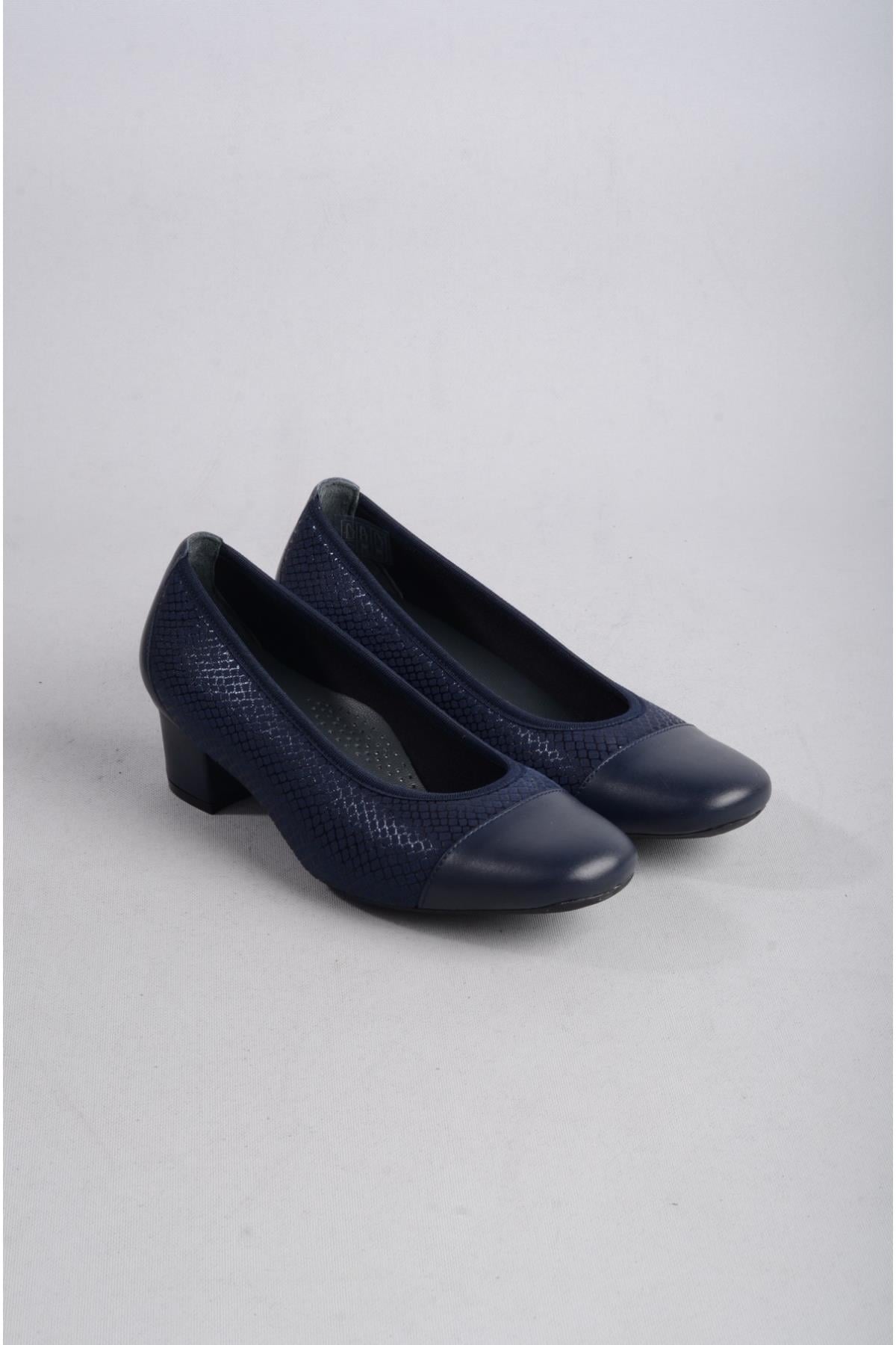 EBRU 7097 HAKİKİ DERİ COMFORT KADIN TOPUKLU AYAKKABI LACİVERT