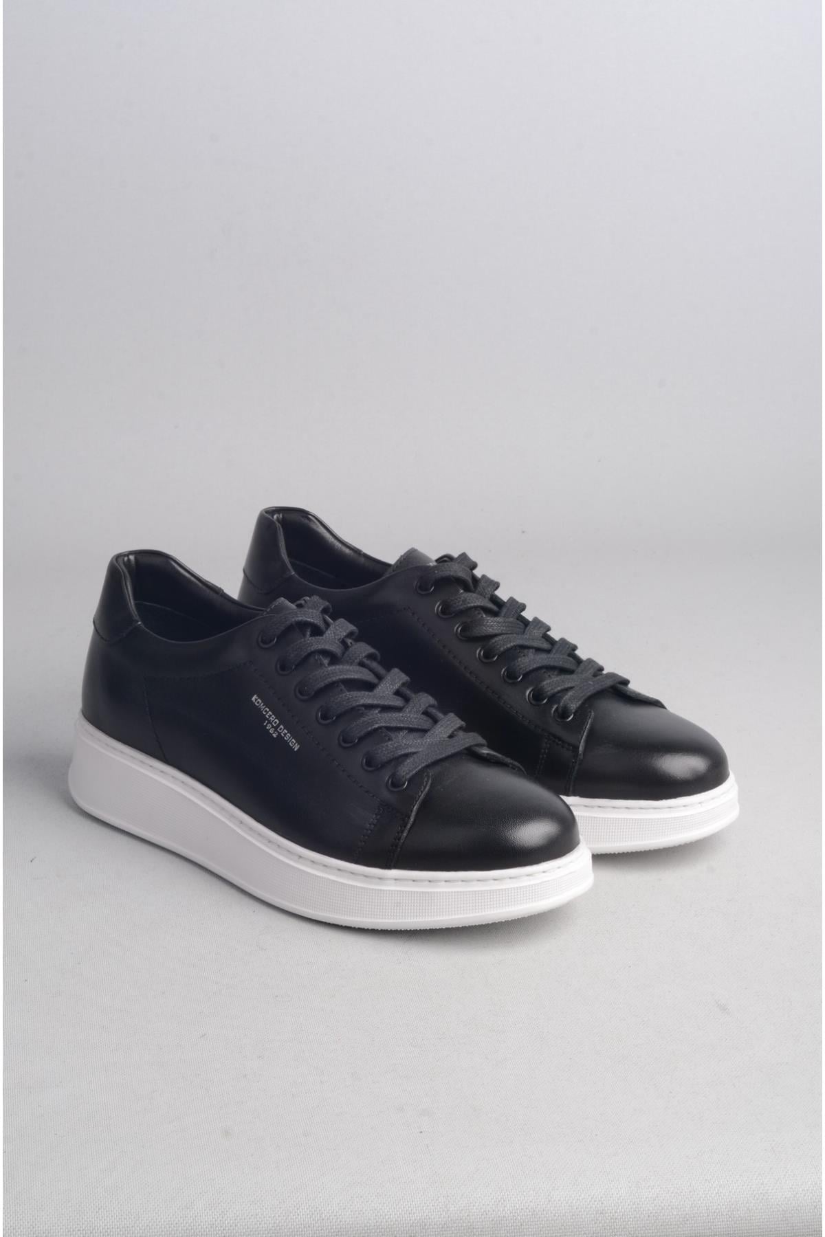 KMC 5Y1372 HAKİKİ DERİ ERKEK SNEAKERS AYAKKBI SİYAH