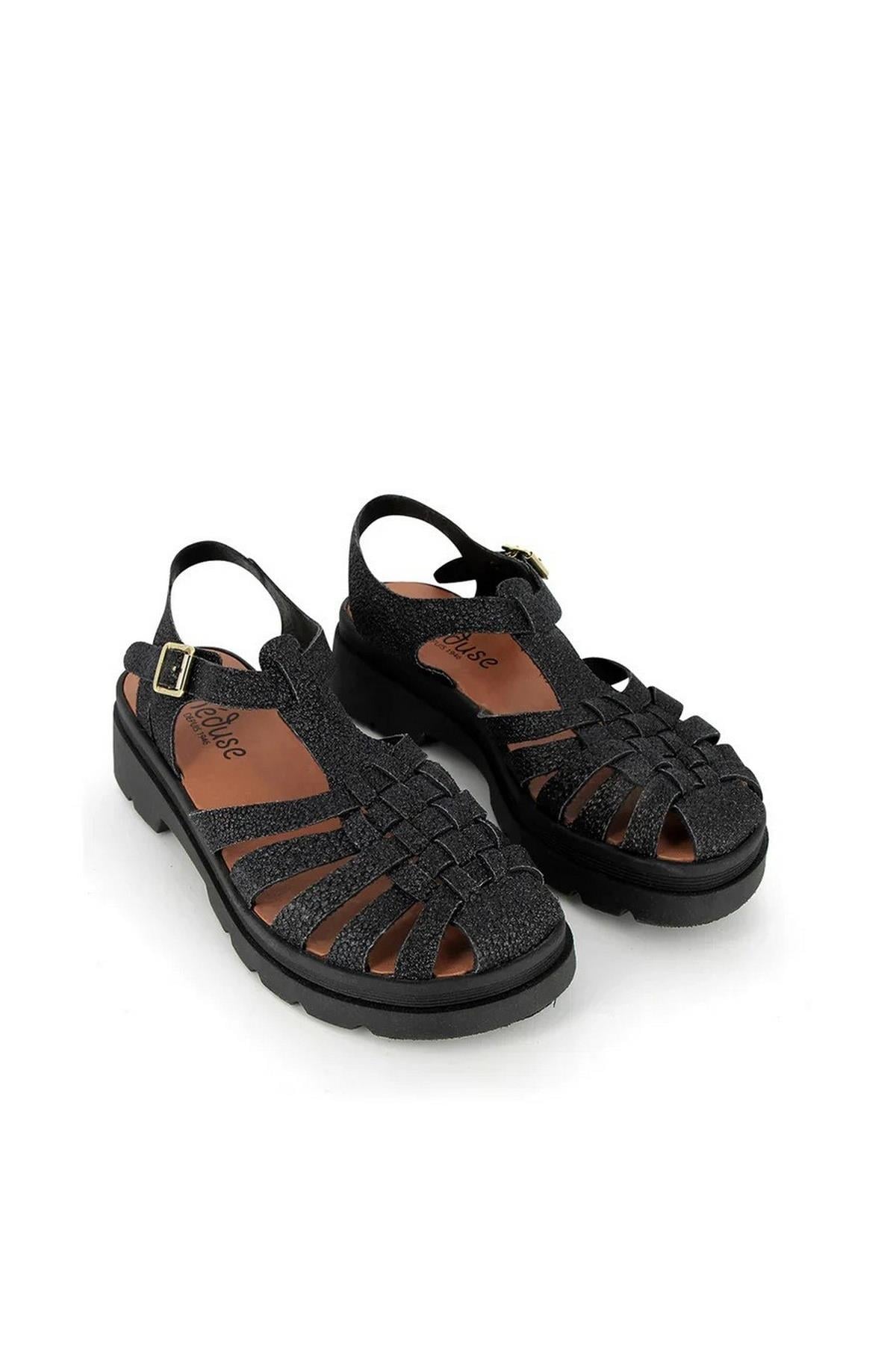 MEDUSE SUNGLASS PLATFORMLU KADIN SANDALET NOIR PAILLETE