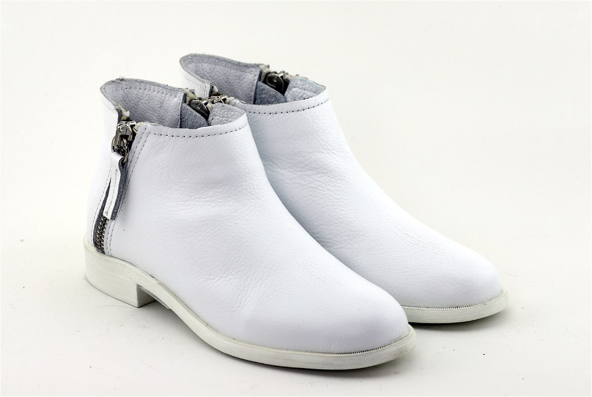 Rgn 610 Hakiki Deri Bayan Bilekten Bot Beyaz