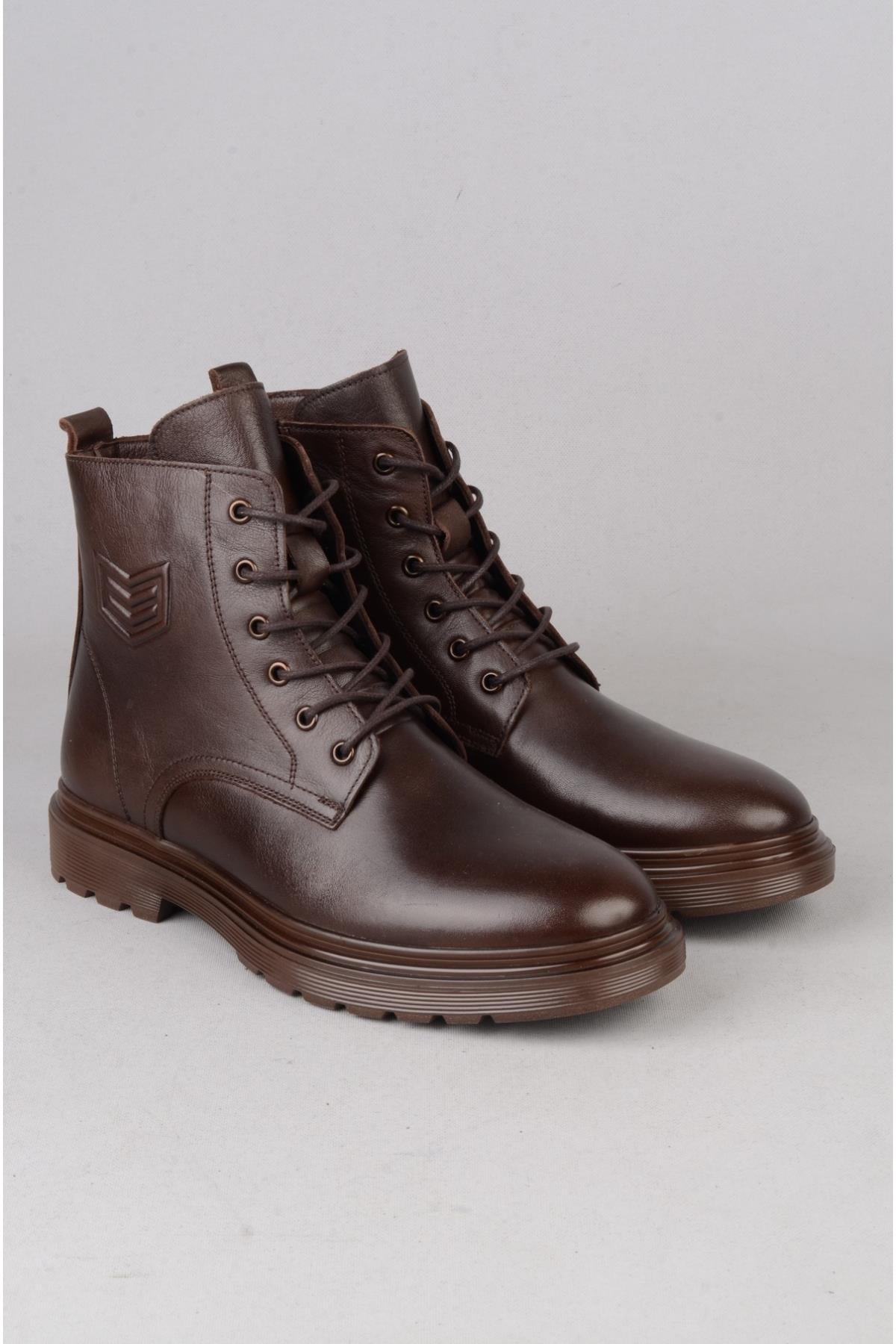 SEÇ 1034 HAKİKİ DERİ ERKEK POSTAL BOT KAHVE