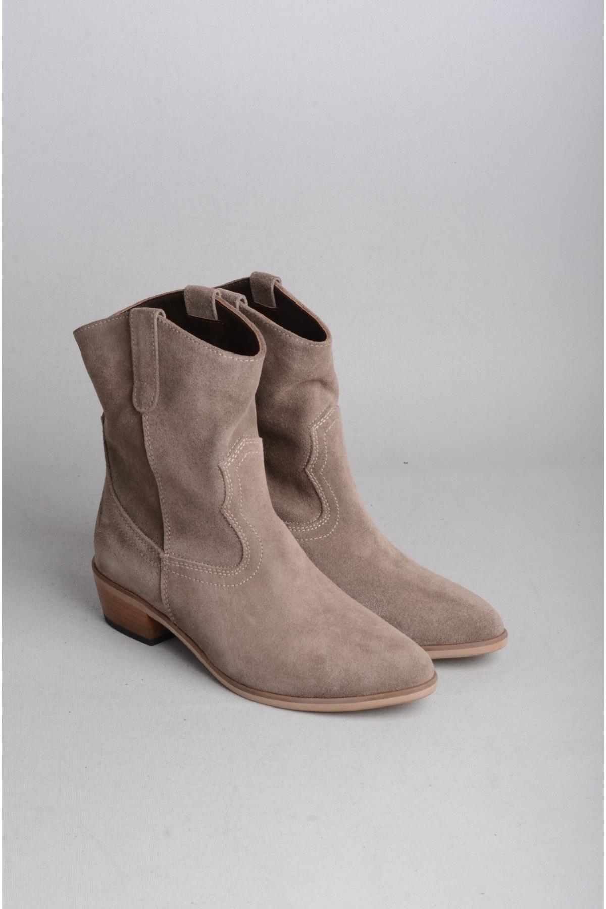 SEÇ 1219 BAYAN HAKİKİ DERİ WESTERN BOT VİZON SÜET