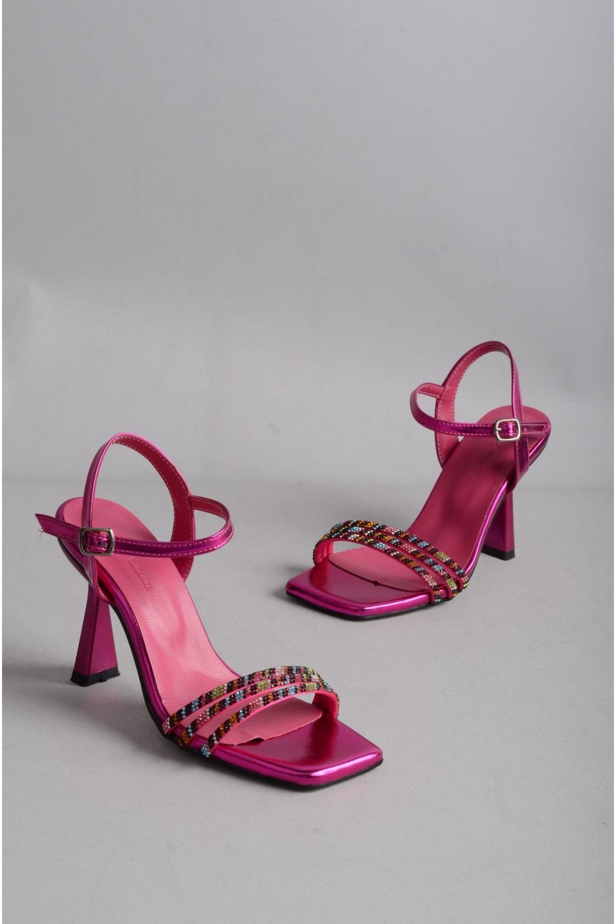 SEÇ 1299 TAŞLI TOPUKLU AYAKKABI (11 CM) FUŞYA