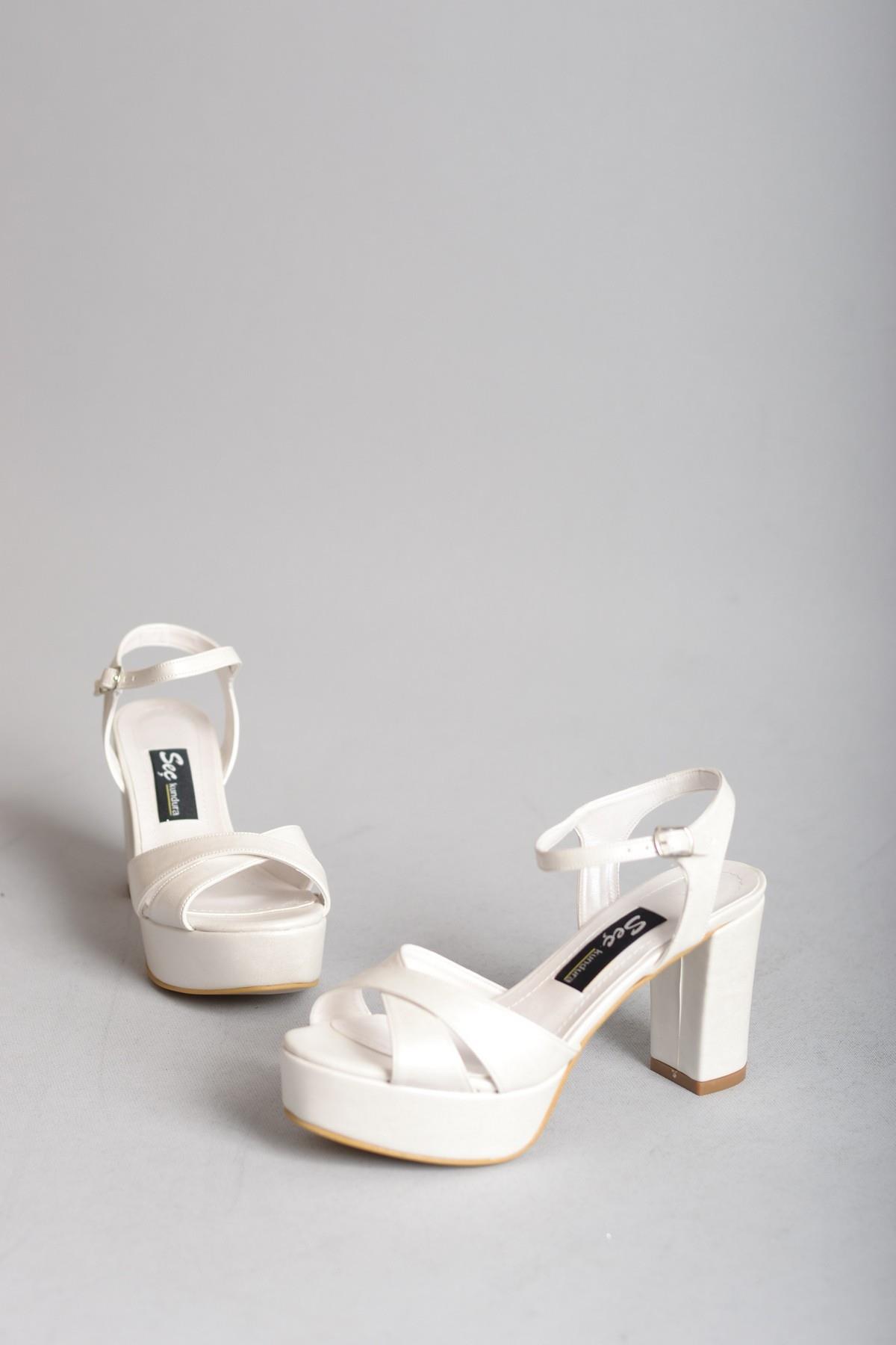 SEÇ 1360 PLATFORM TOPUKLU KADIN AYAKKABI (Topuk:9cm Platform:3cm) SEDEF