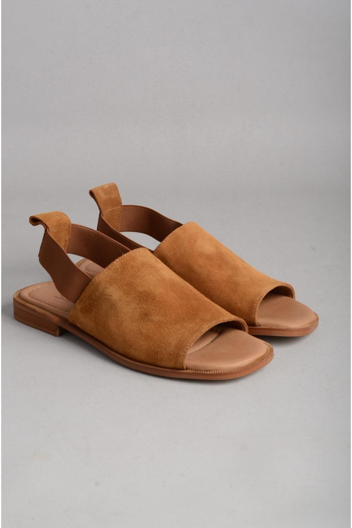 SEÇ 16235 HAKİKİ DERİ KADIN SANDALET TABA SÜET