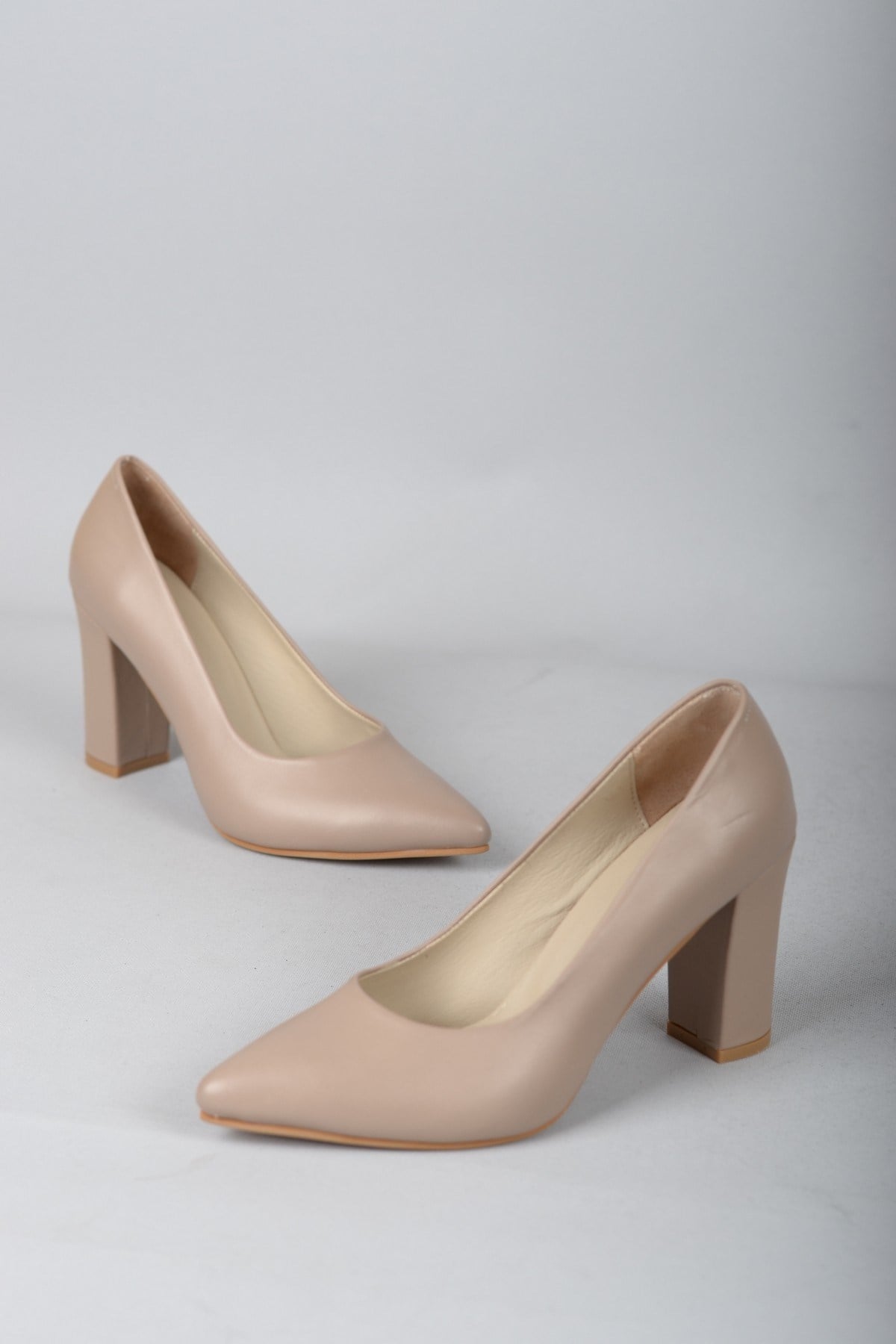 SEÇ 1905 HAKİKİ DERİ TOPUKLU STİLETTO (8,5cm) VİZON