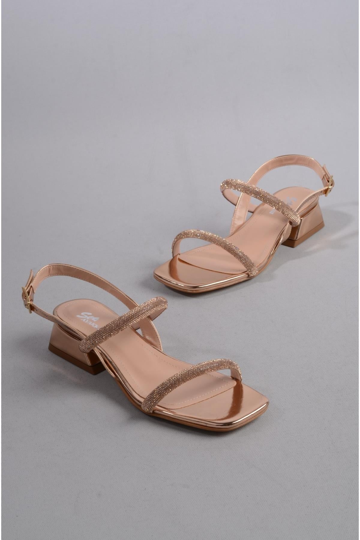 SEÇ 2030 TAŞLI ABİYE AYAKKABI (Topuk Boyu:4 cm) ROSE