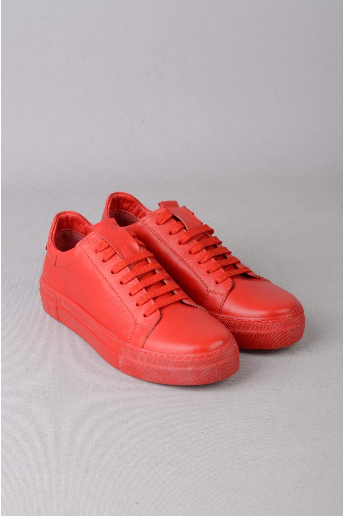 SEÇ 217 HAKİKİ DERİ SNEAKERS AYAKKABI KIRMIZI