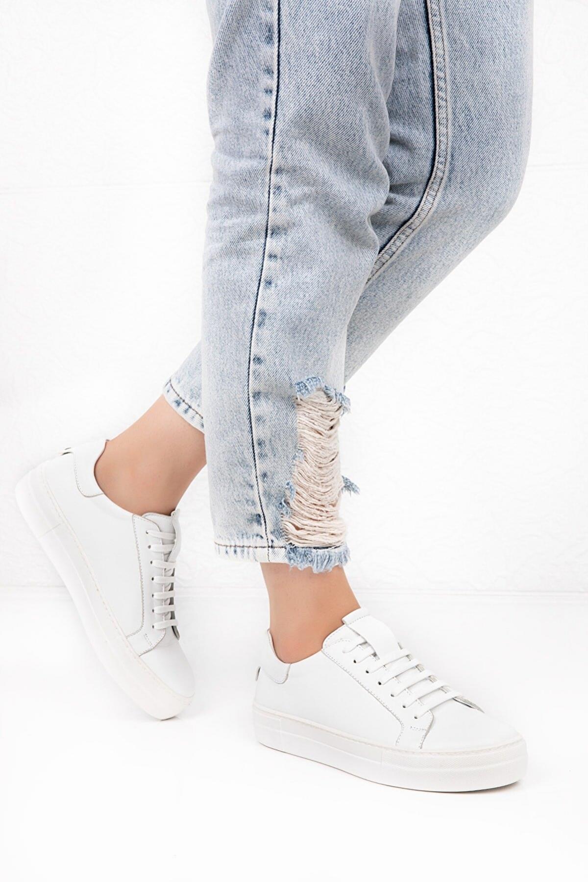 Seç 217 Hakiki Deri Sneakers Ayakkabi Beyaz