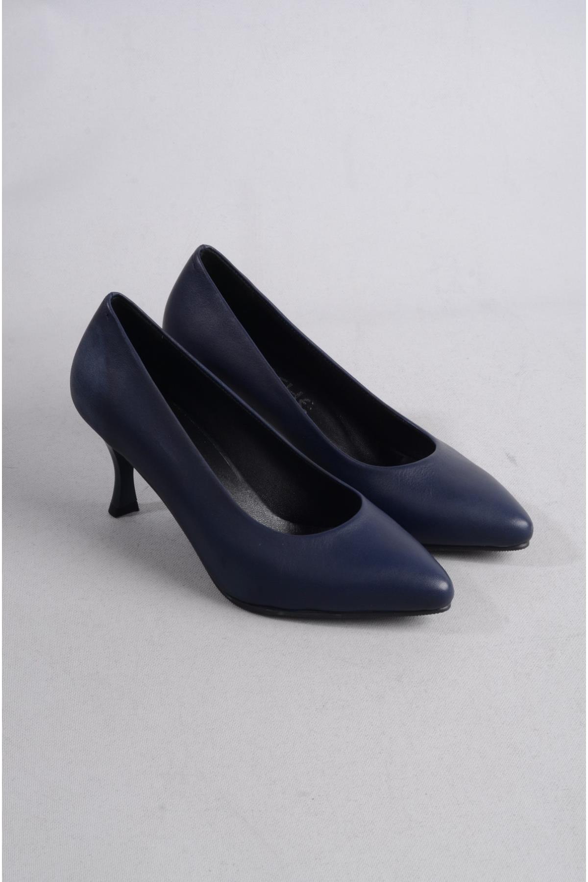 SEÇ 224 HAKİKİ DERİ STİLETTO  AYAKKABI (7cm) LACİVERT
